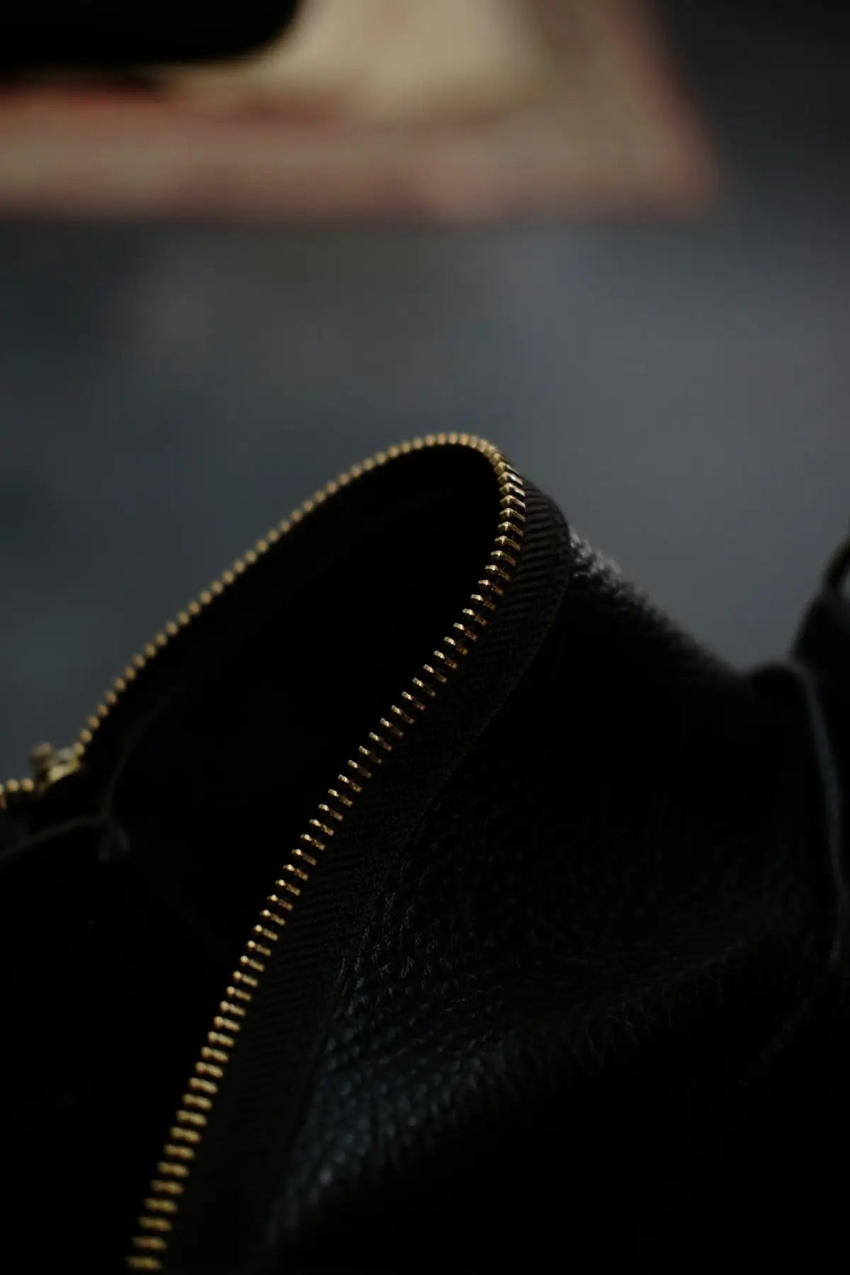 Black leather louis vuitton wallet with gold zipper.