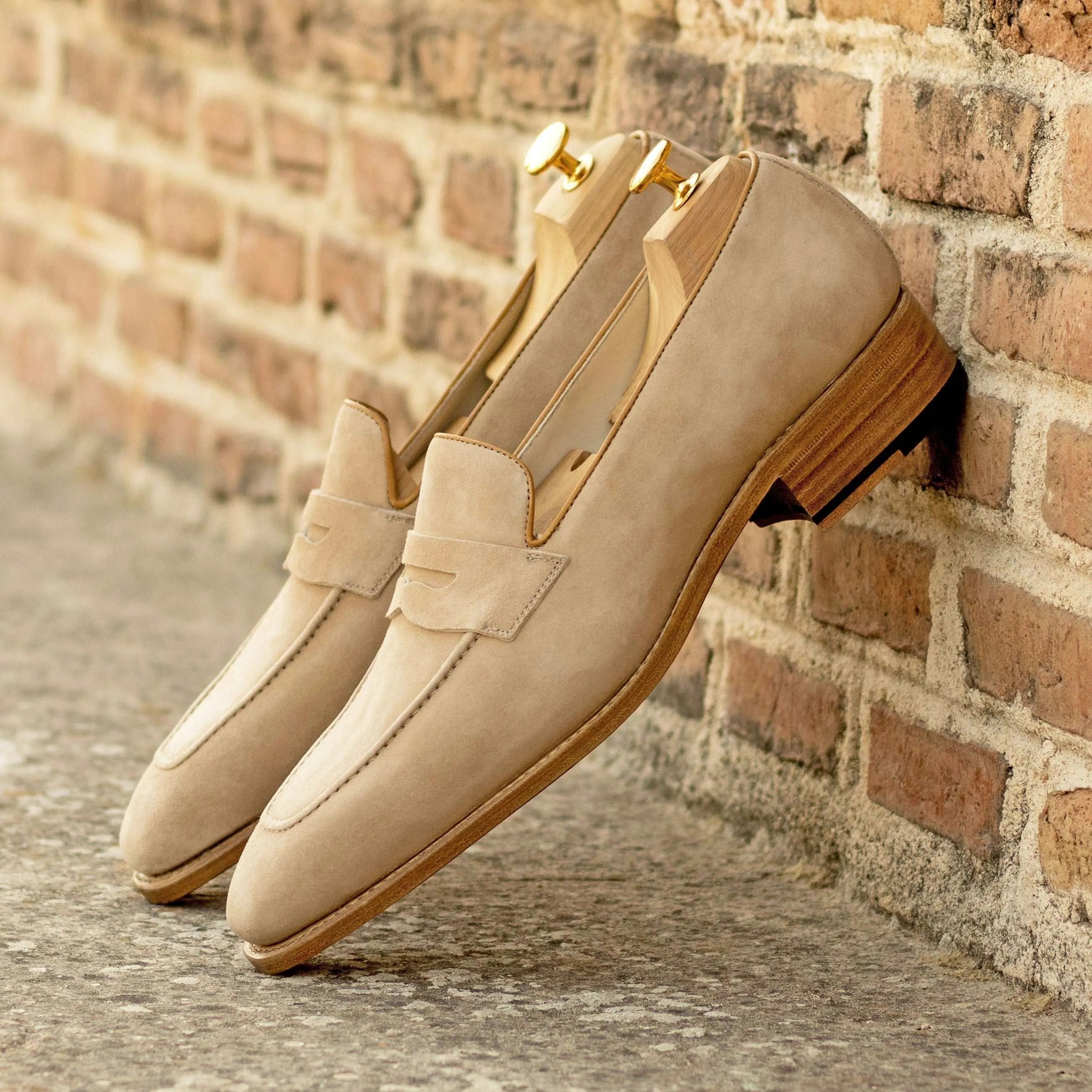 Alonzo loafers II suede penny style with shoe trees chisel toe