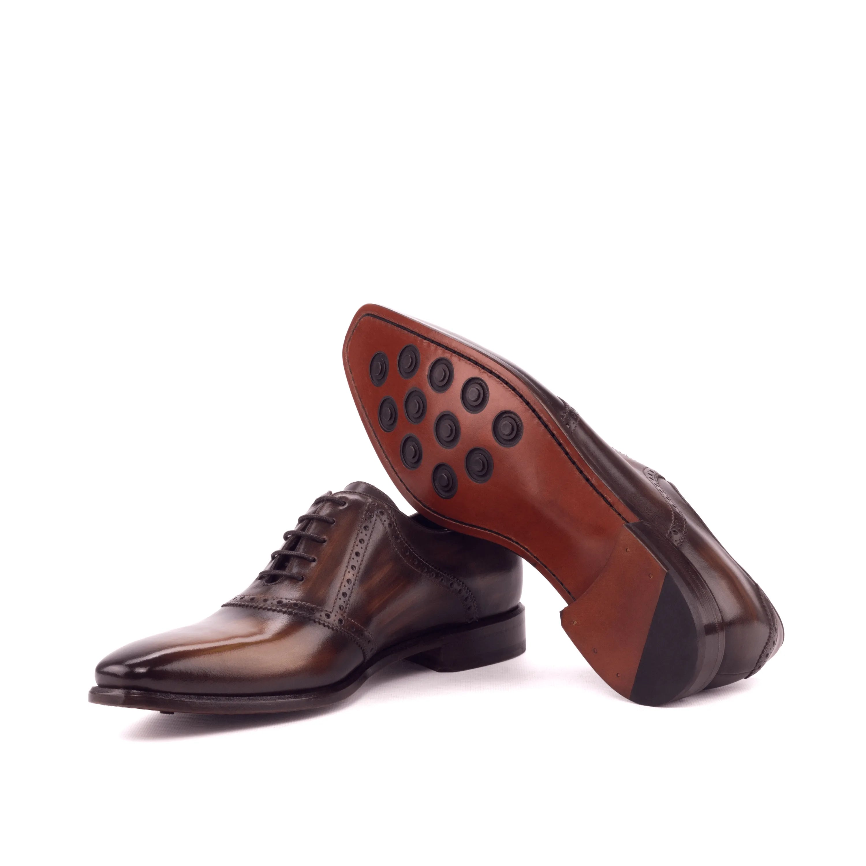 Chhota saddle patina brown leather dress shoes