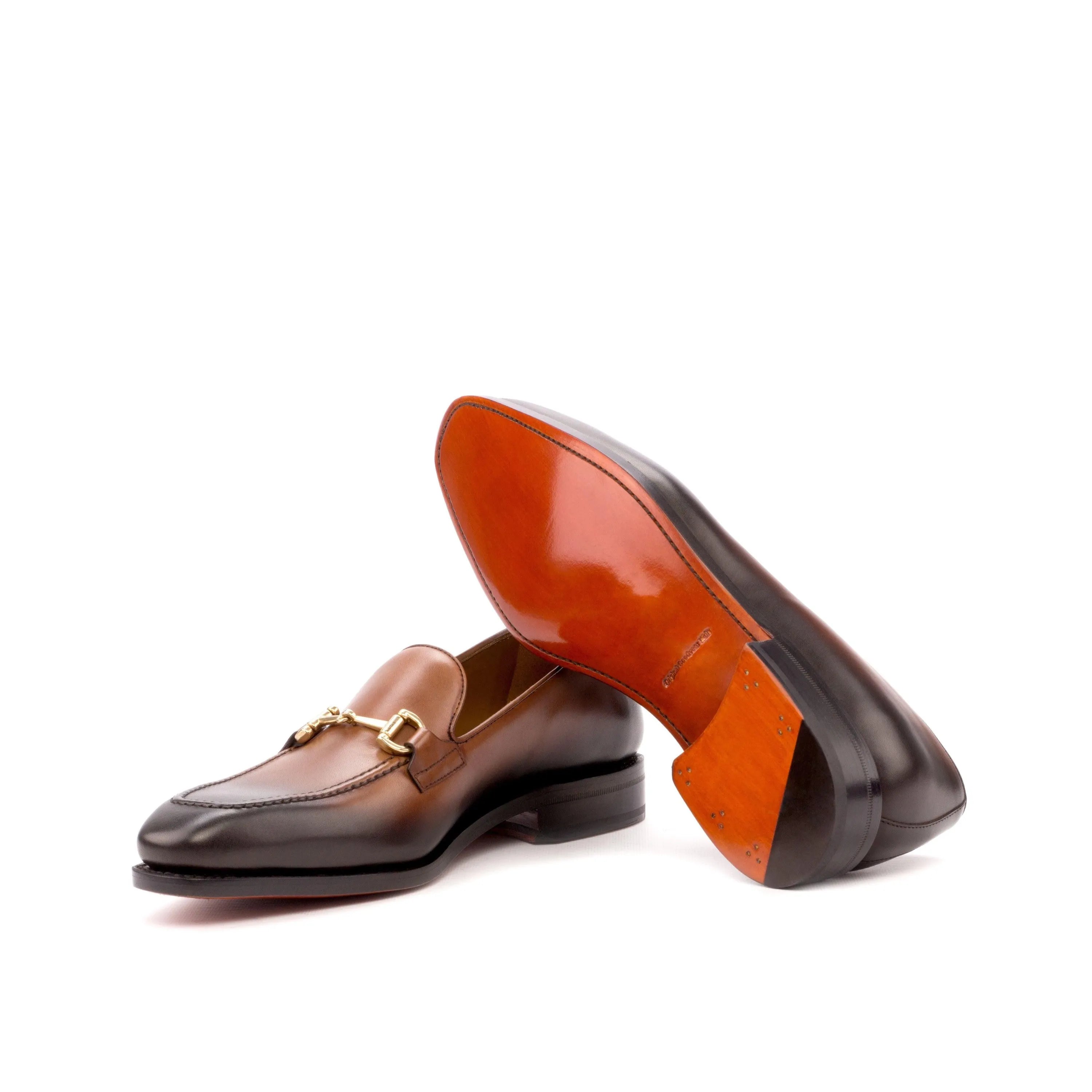 Cruspos Loafers II two-tone med brown leather with gold hardware