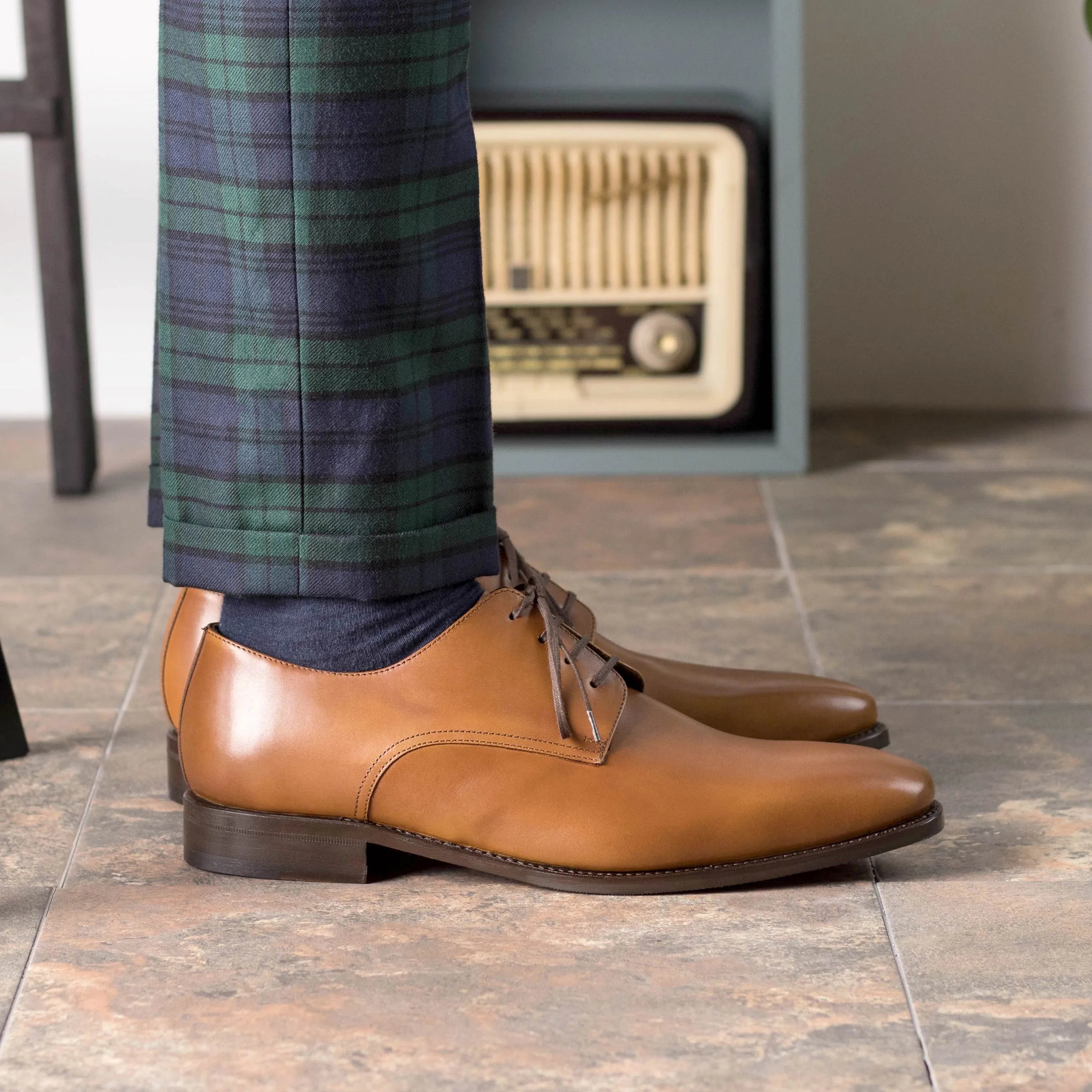 Fiolo Derby shoes in tan leather, fast lane style