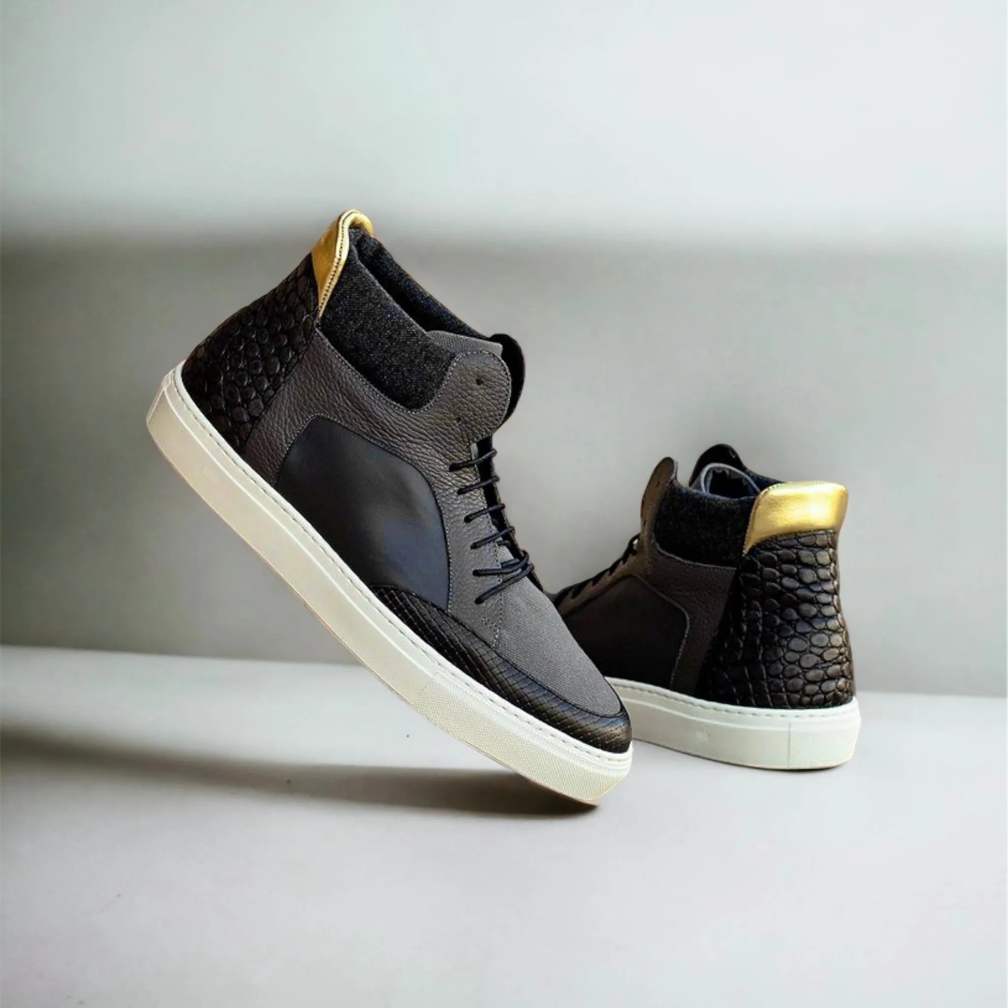 Gaiteglide high black calf leather luxury bespoke shoes for men