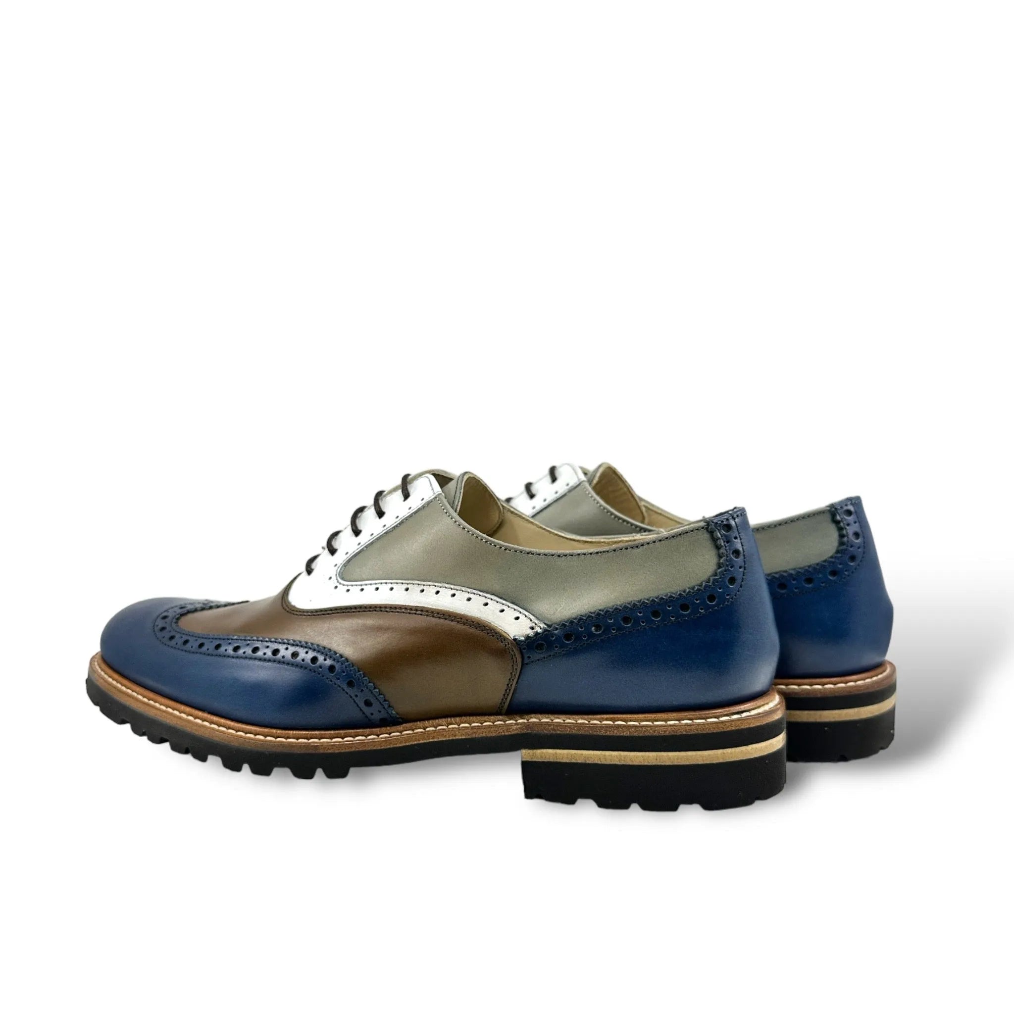 Gaya Unisex Full Brogue Shoes II in multi-toned painted Italian calf