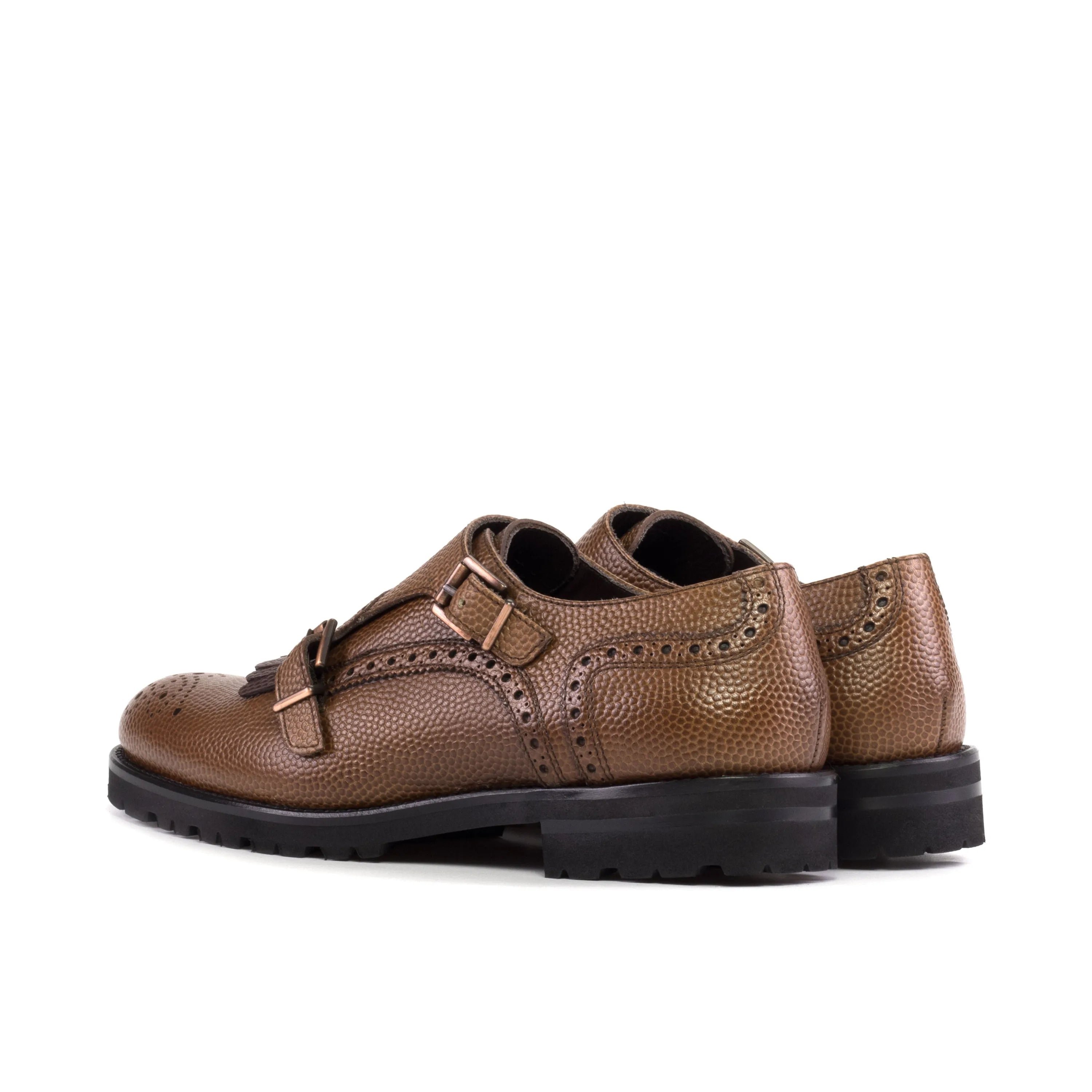 Jalpa Kiltie unisex monk strap brown leather shoes