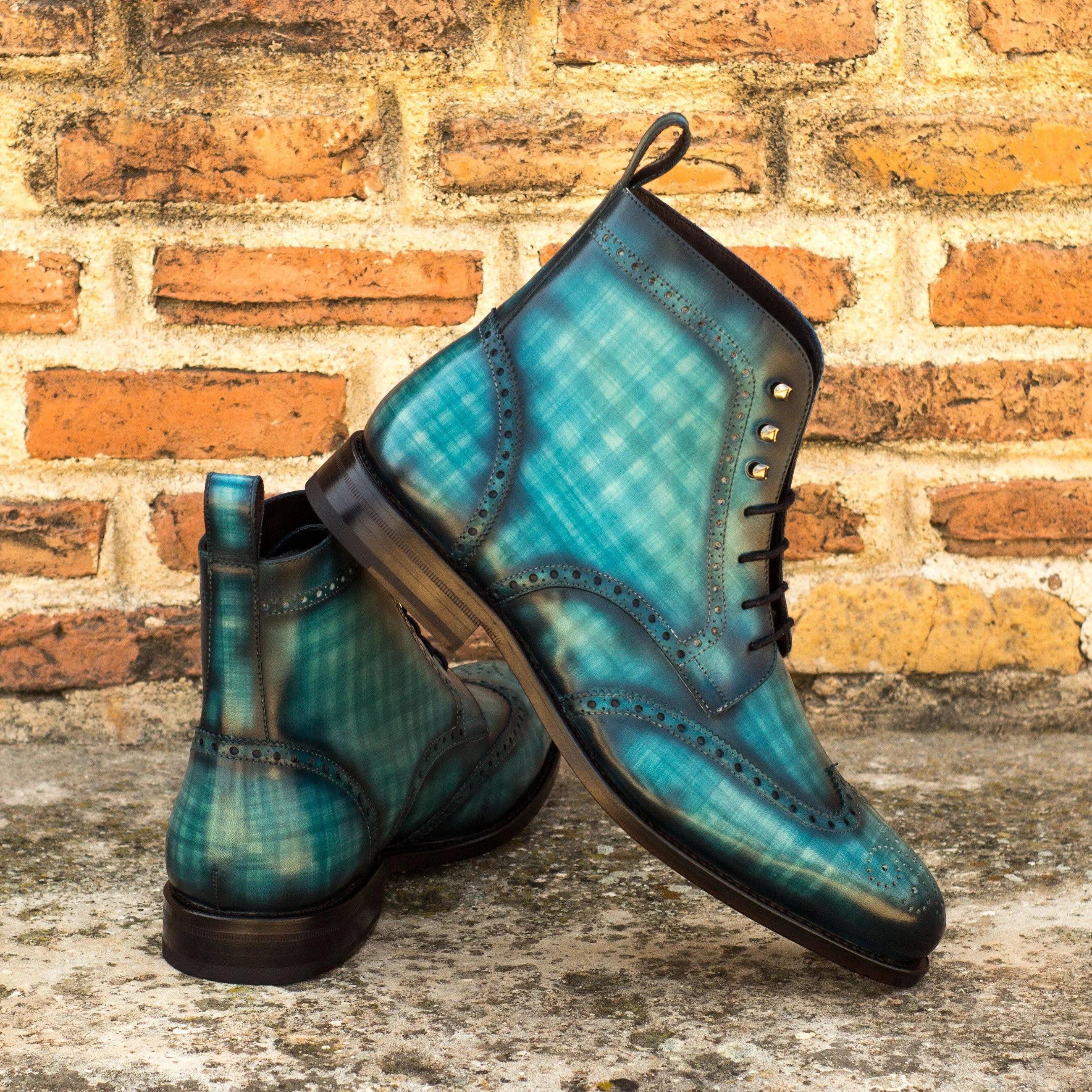 Blue plaid Jarson Military Brogue Boots II