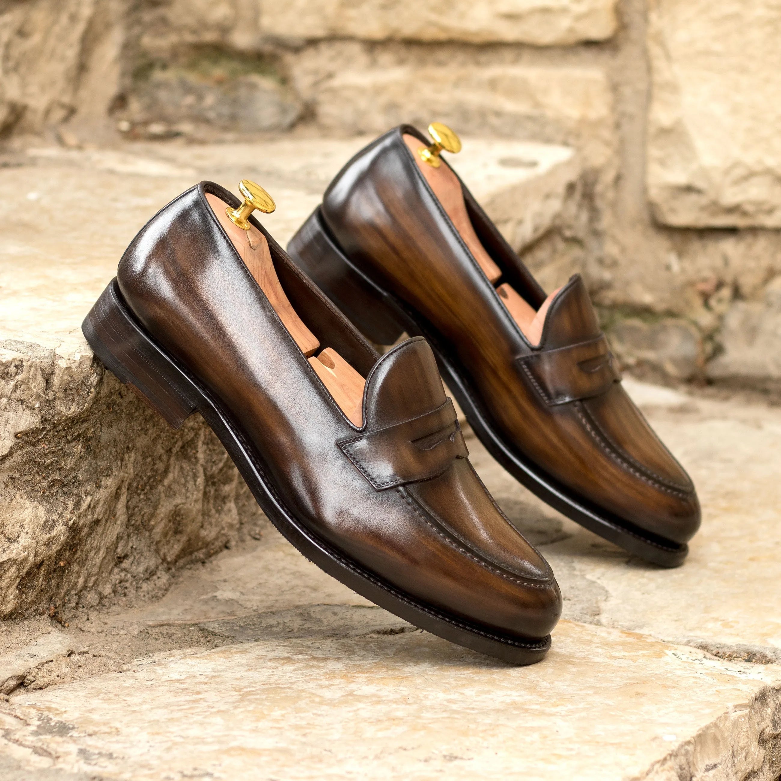 Pair of brown leather Josef Patina loafers