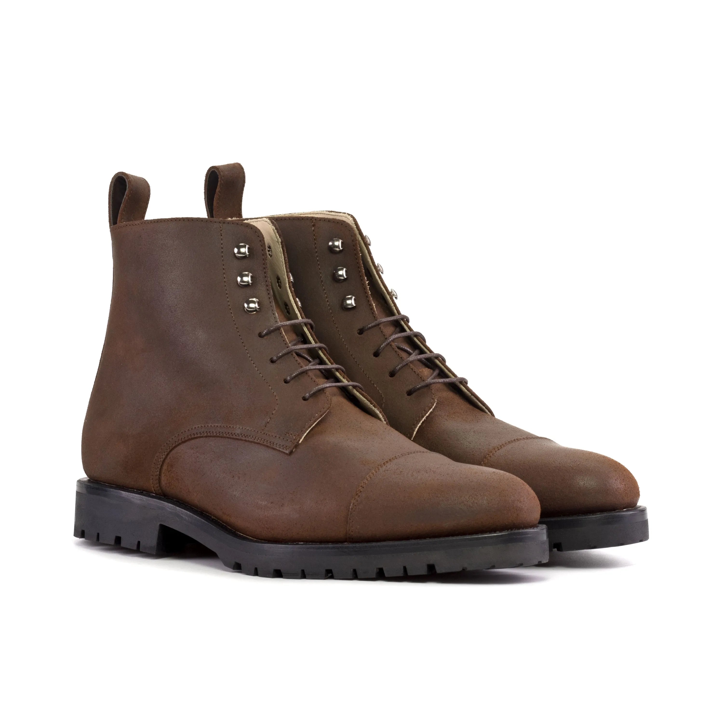 Lasamo Jumper Boots brown leather lace-up back view