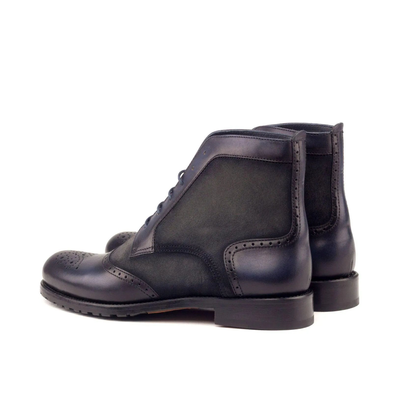 Pair of blue leather Lauren ladies brogue boots II