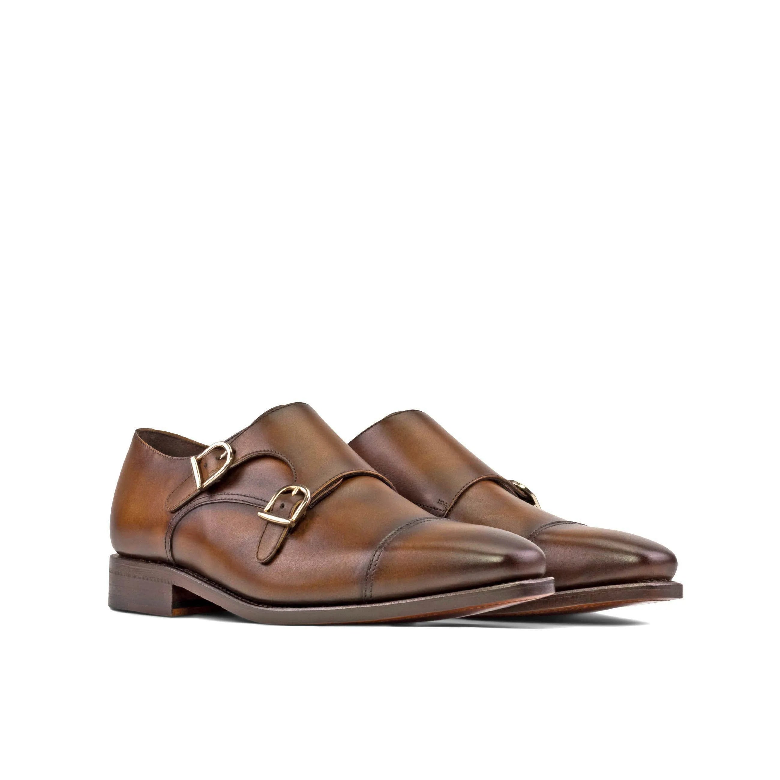 Louisiana Double Monk II cognac goodyear welt brown leather shoes