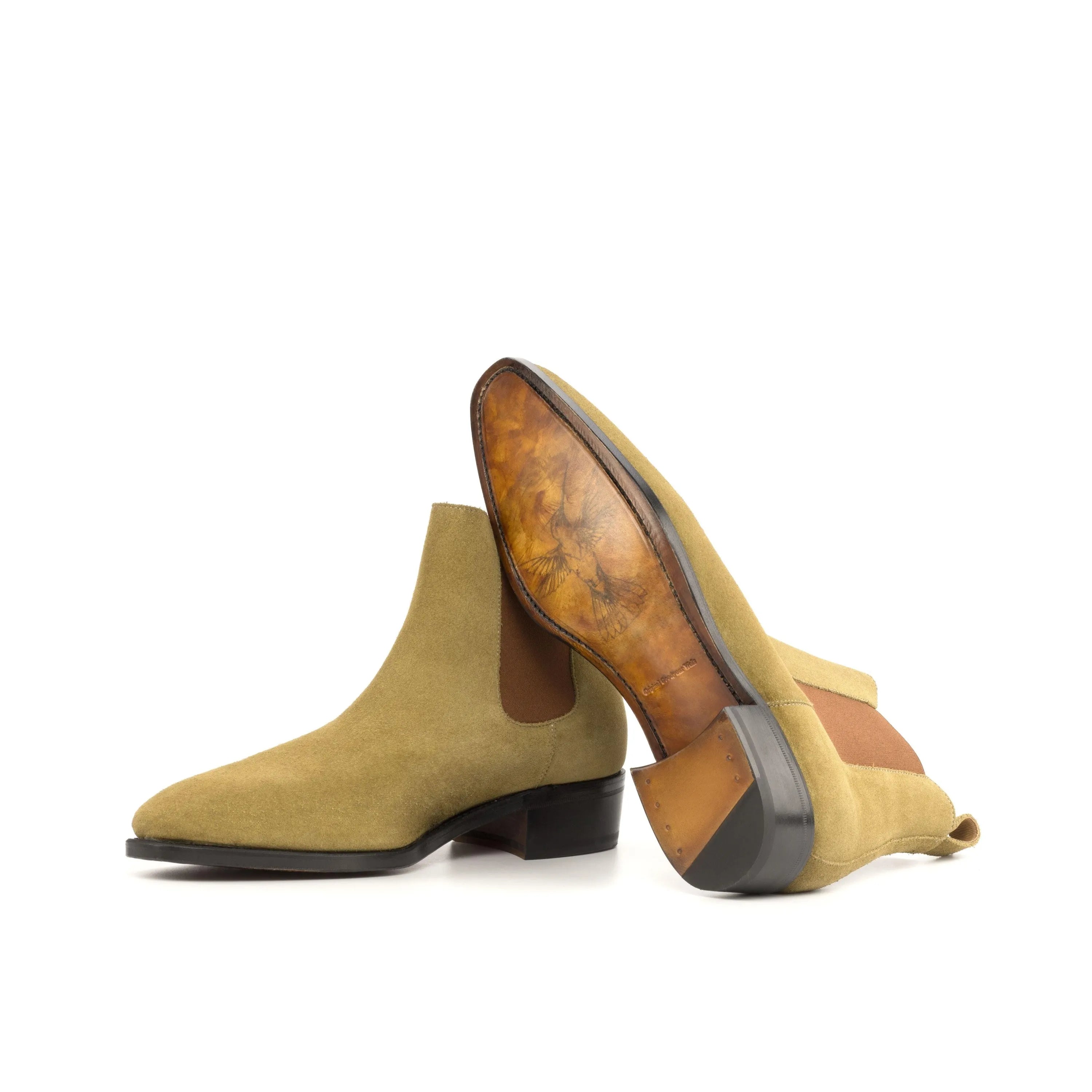 Tan suede Maani Chelsea boots back view