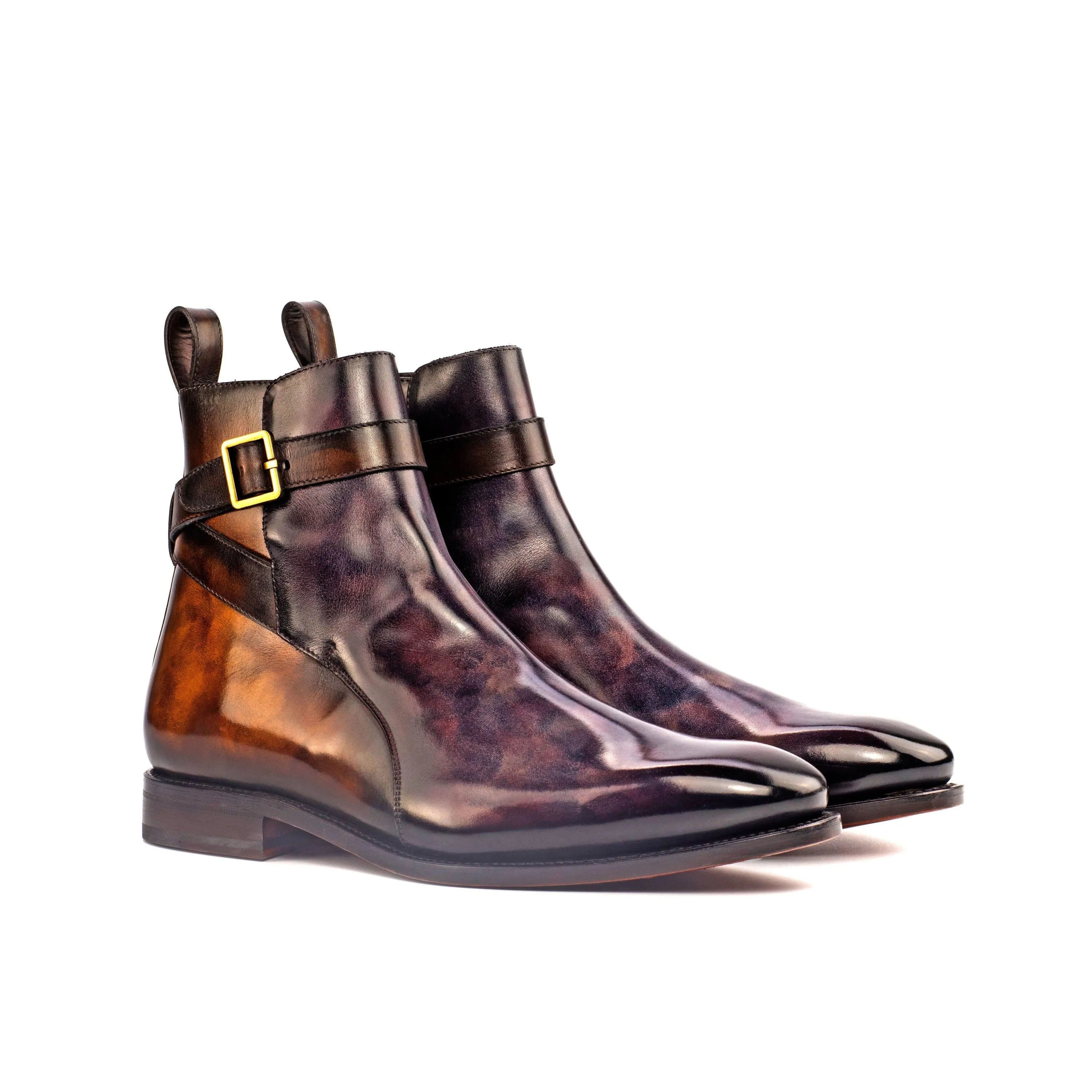 Madrid Jodhpur patina leather ankle boots with buckle