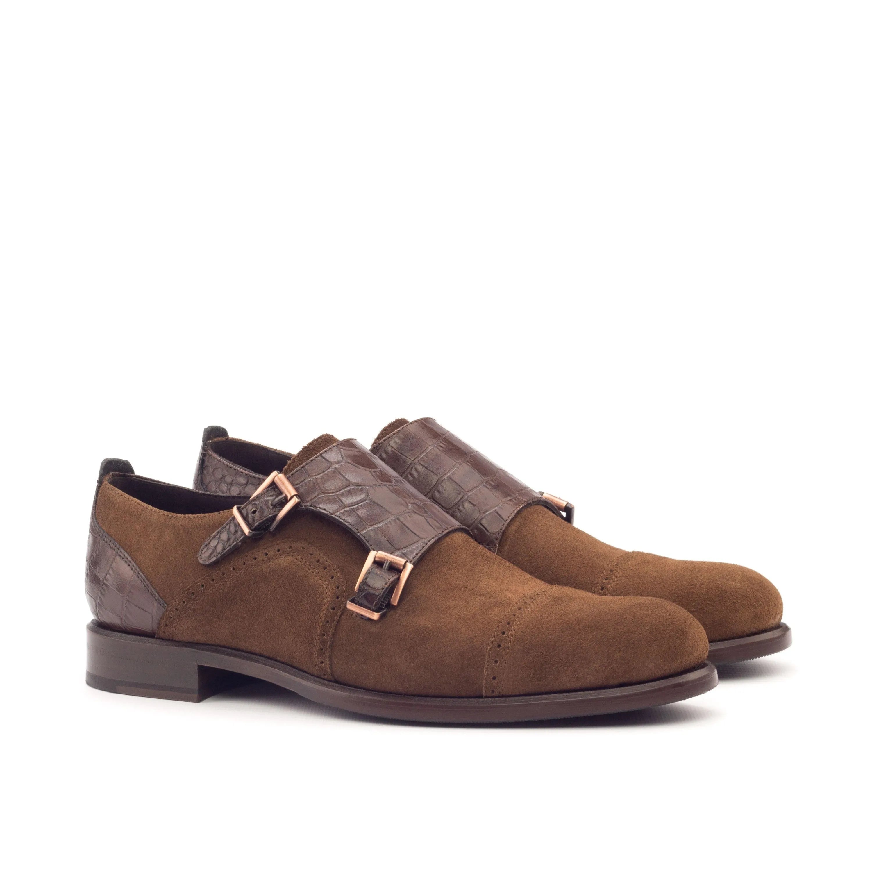 Mary Woman Double Monk II brown leather woman double monk shoes