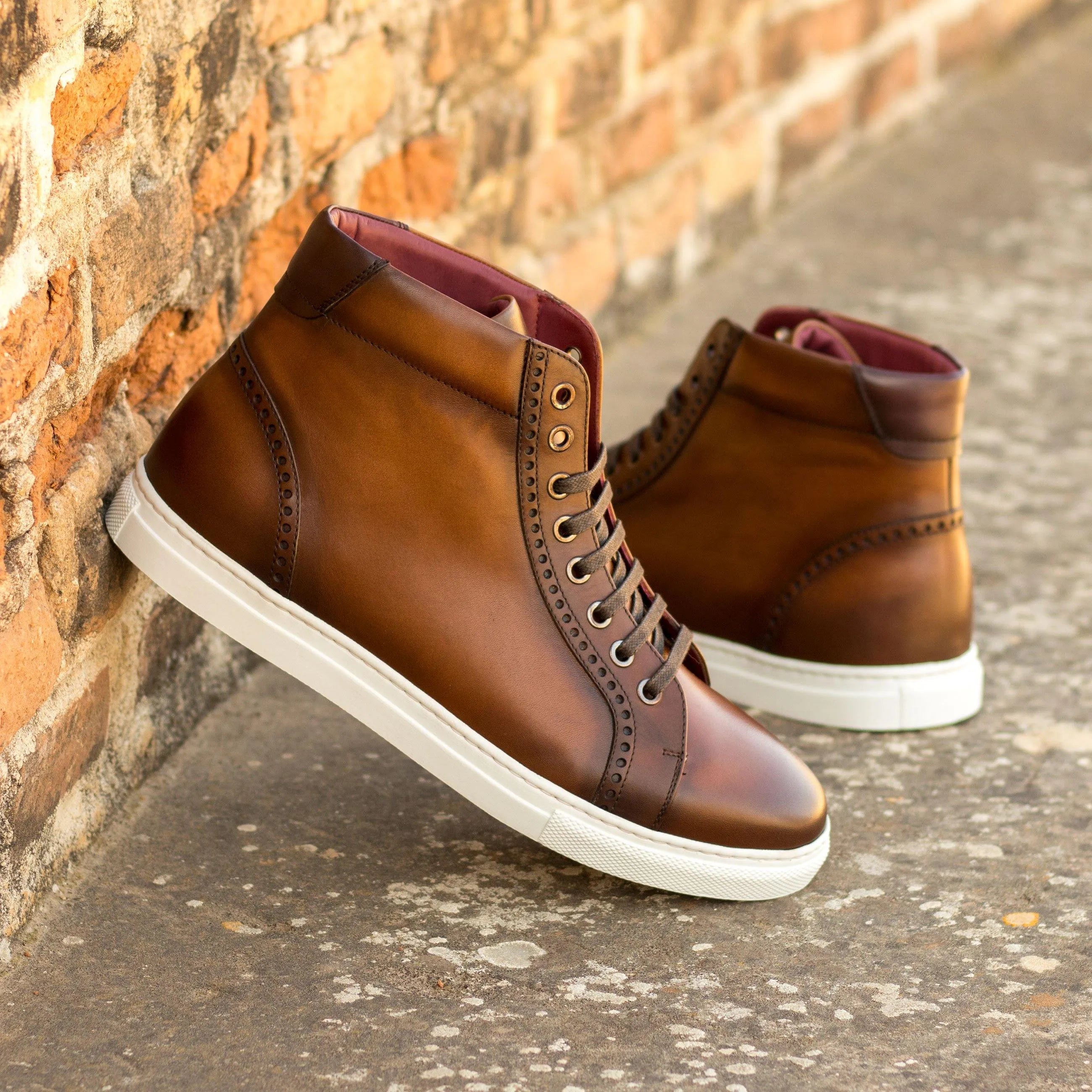 Brown leather Moon High Kicks Sneakers II high-top back view