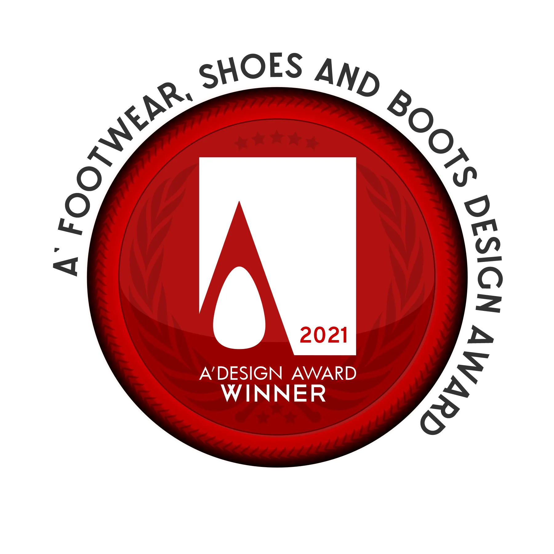 Red A’ Design Award winner badge on Quswa Patina Wholecut Shoes