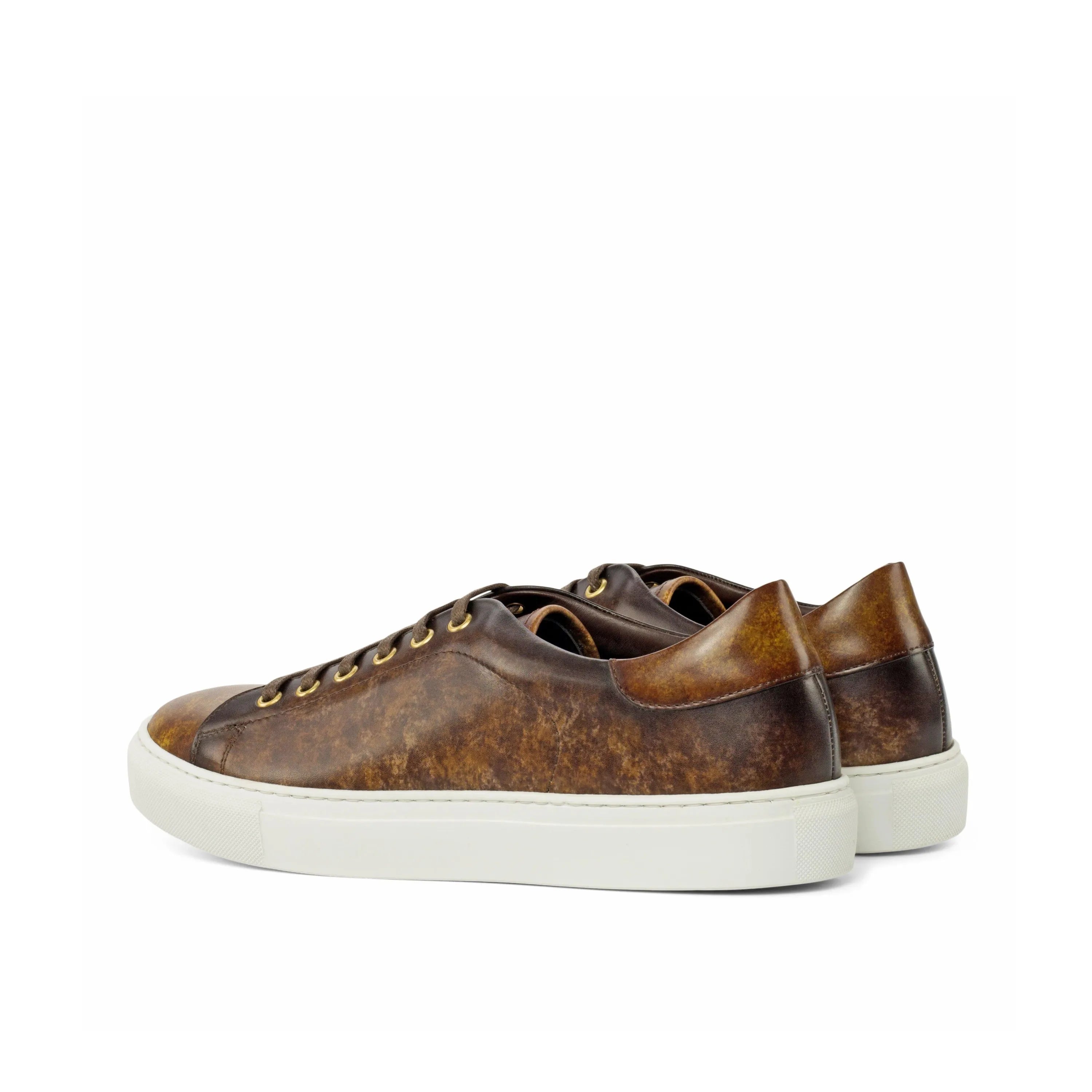 Robio trainer patina sneakers in brown leather with white soles