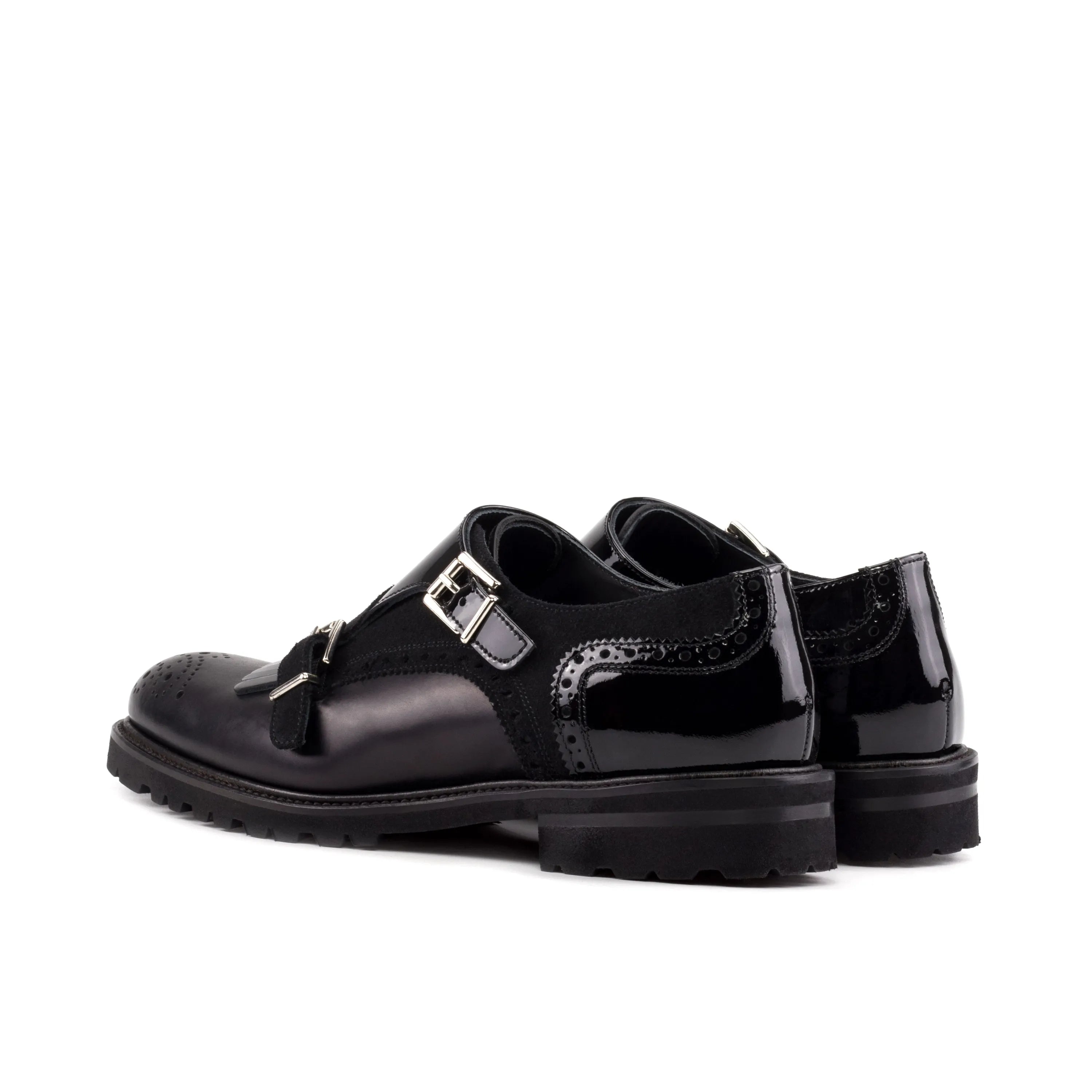 Shiv Kiltie Unisex Monk Strap II black leather shoes