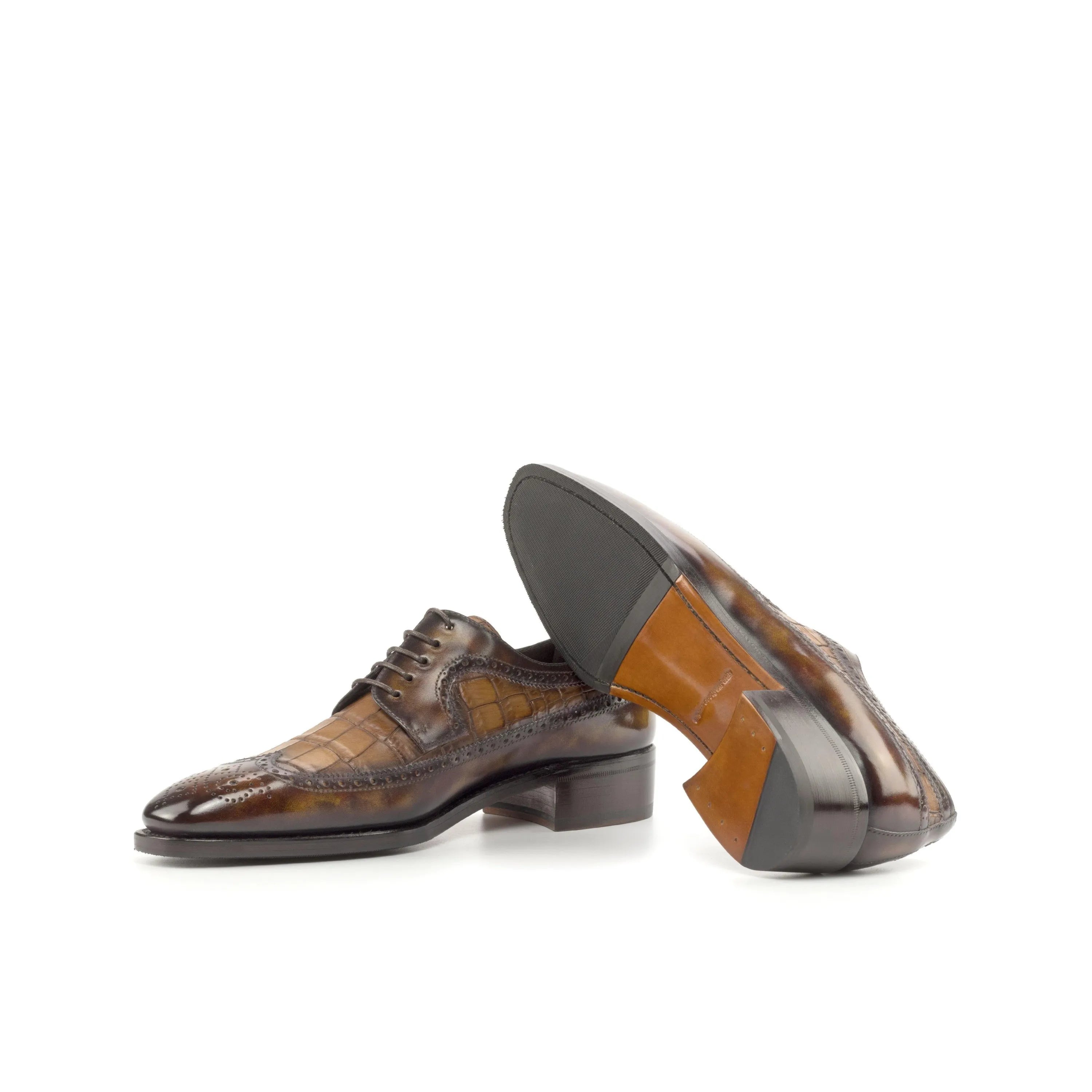 Stanley Patina Longwing Blucher brown leather dress shoes
