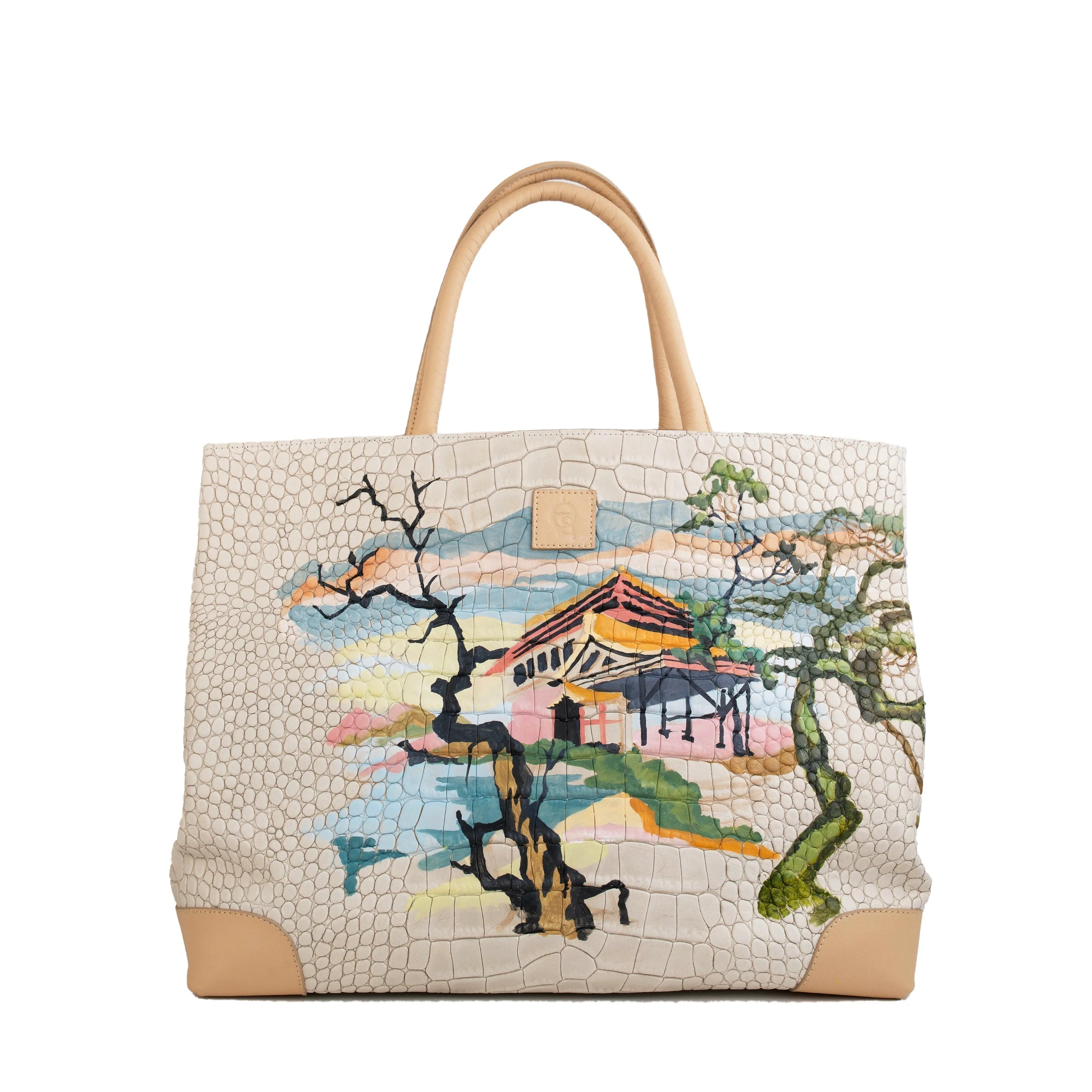 Grace Weekender Bag with croco embossed crocodile pattern
