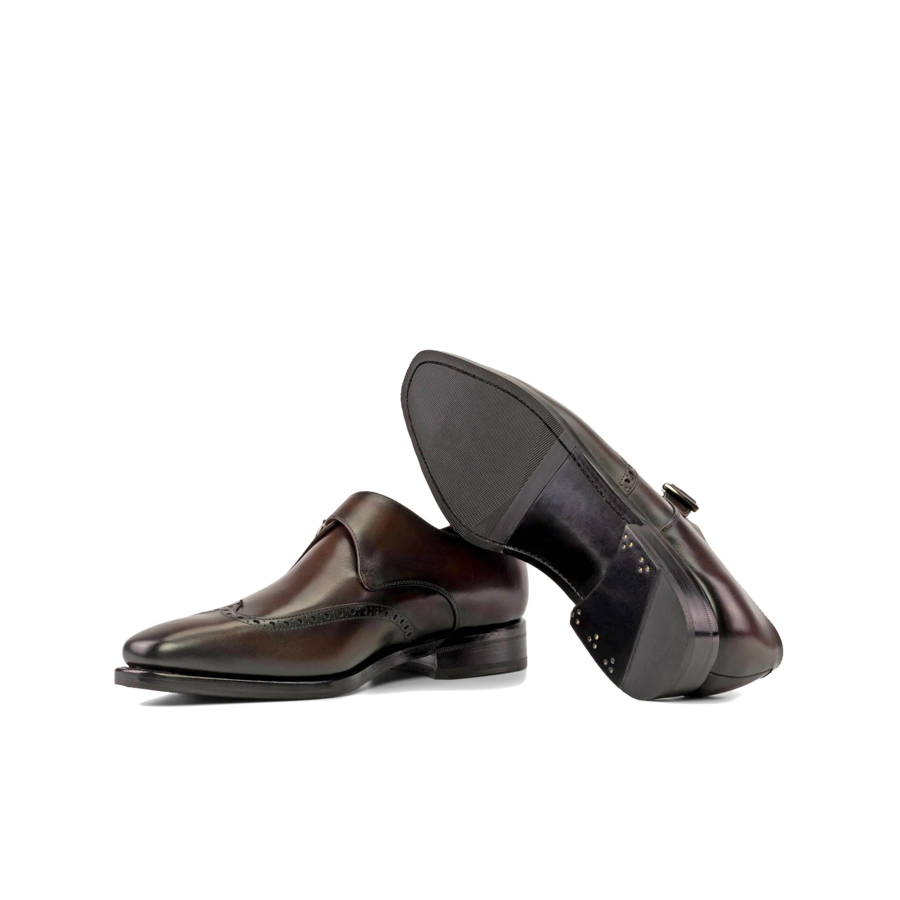 Wain Single Monk pair of brown leather monk strap dress shoes
