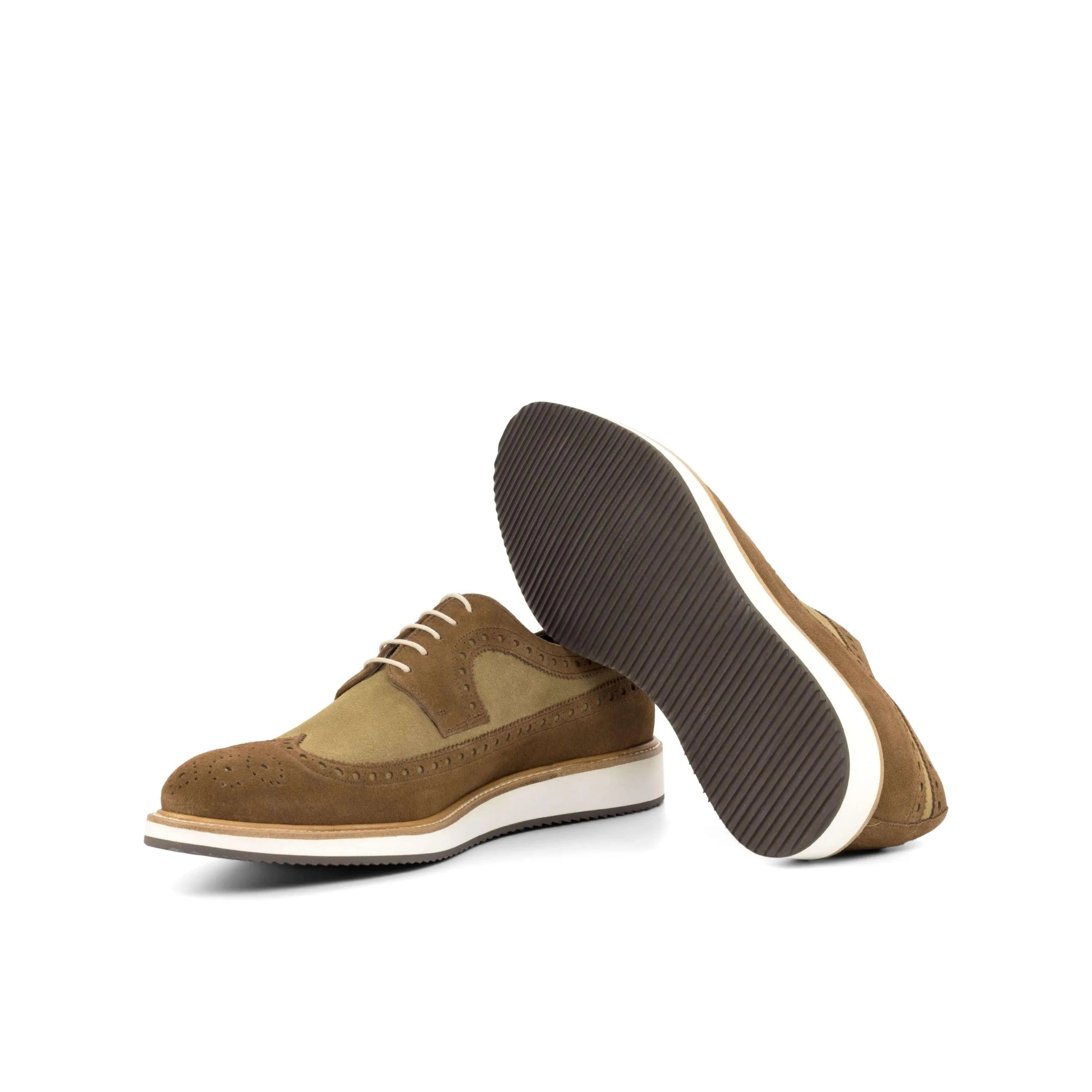 99G Longwing Blucher II brown suede and canvas dress shoes