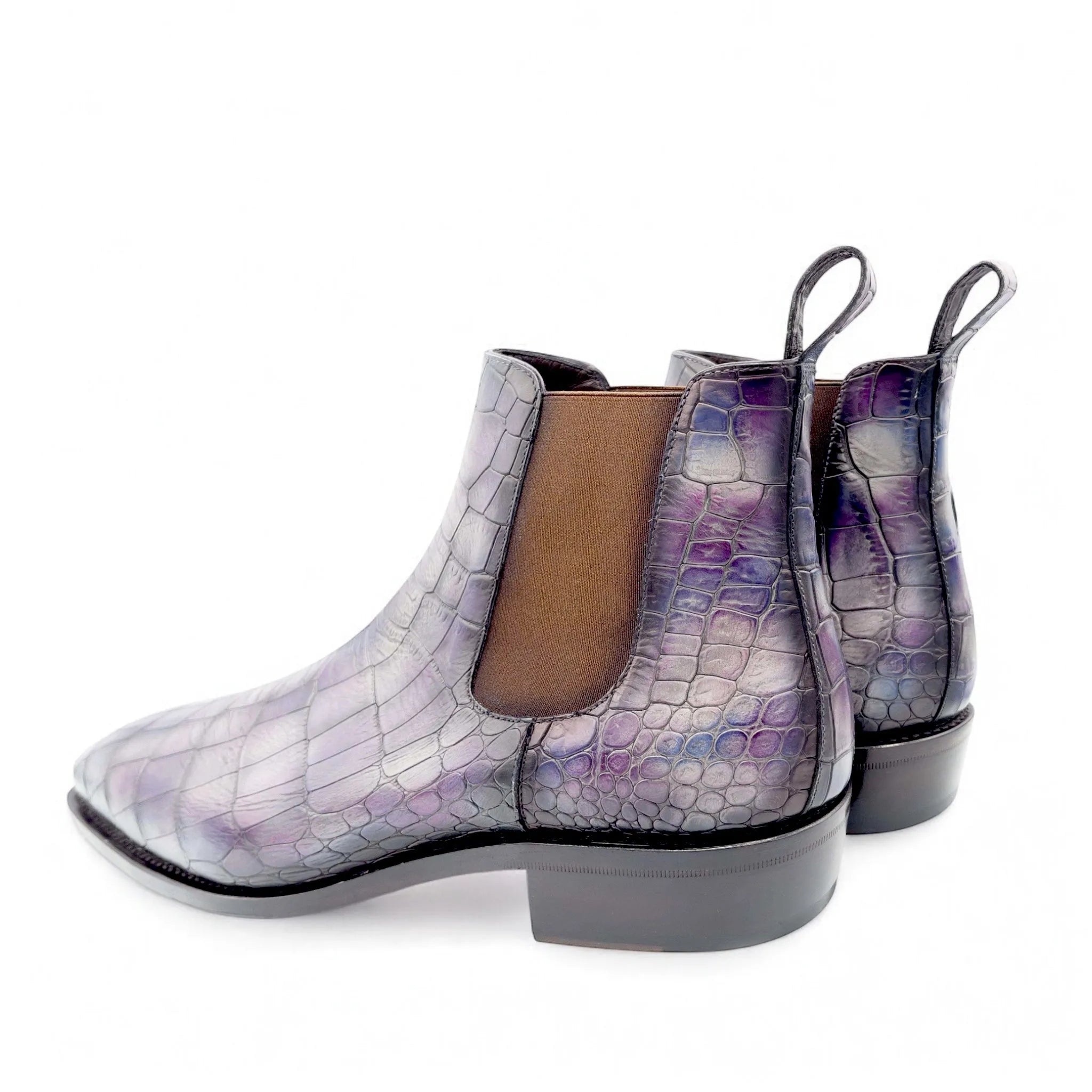 Alexandrio Patina Chelsea Boots II in crocodile pattern