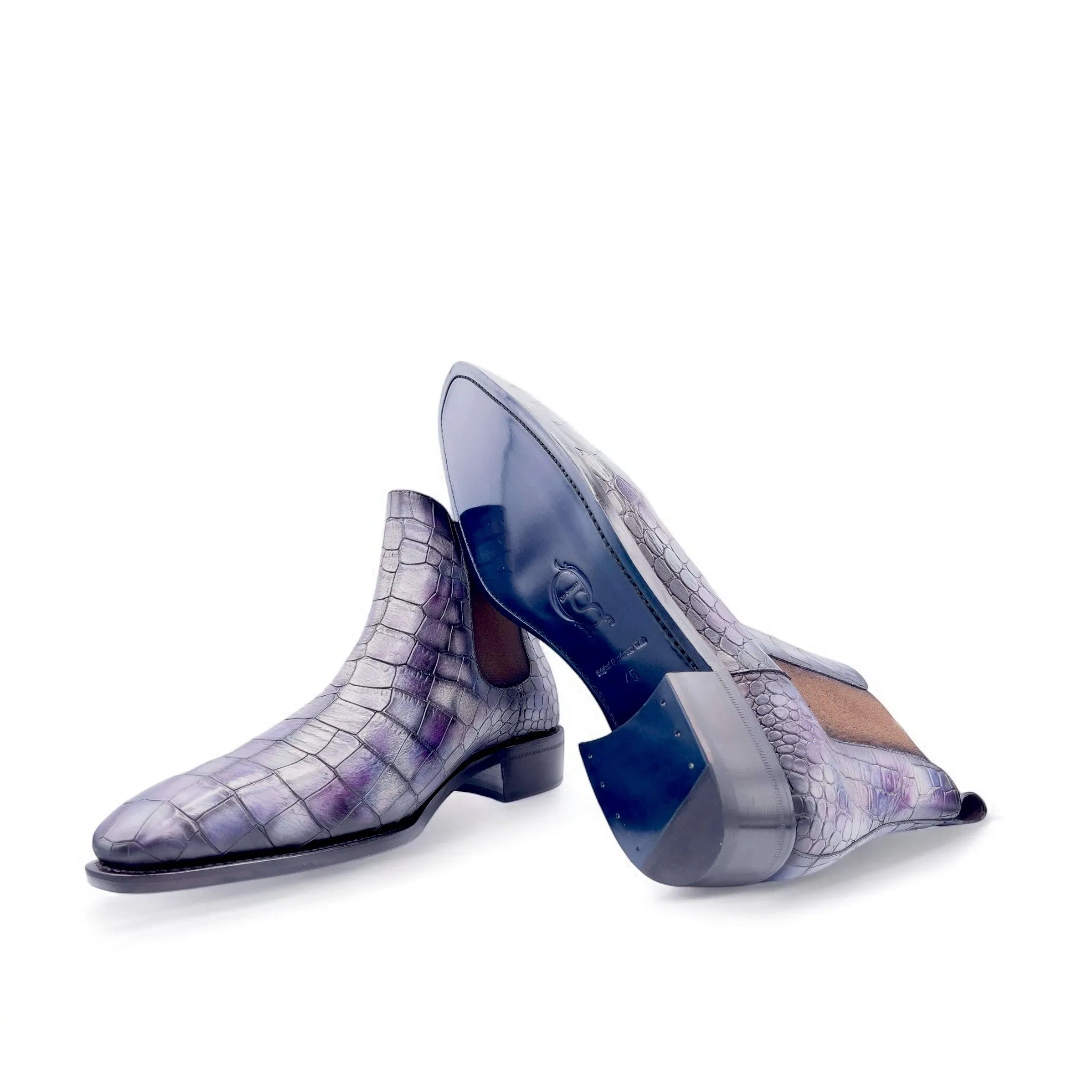 Alexandrio Patina Chelsea Boots II with crocodile pattern