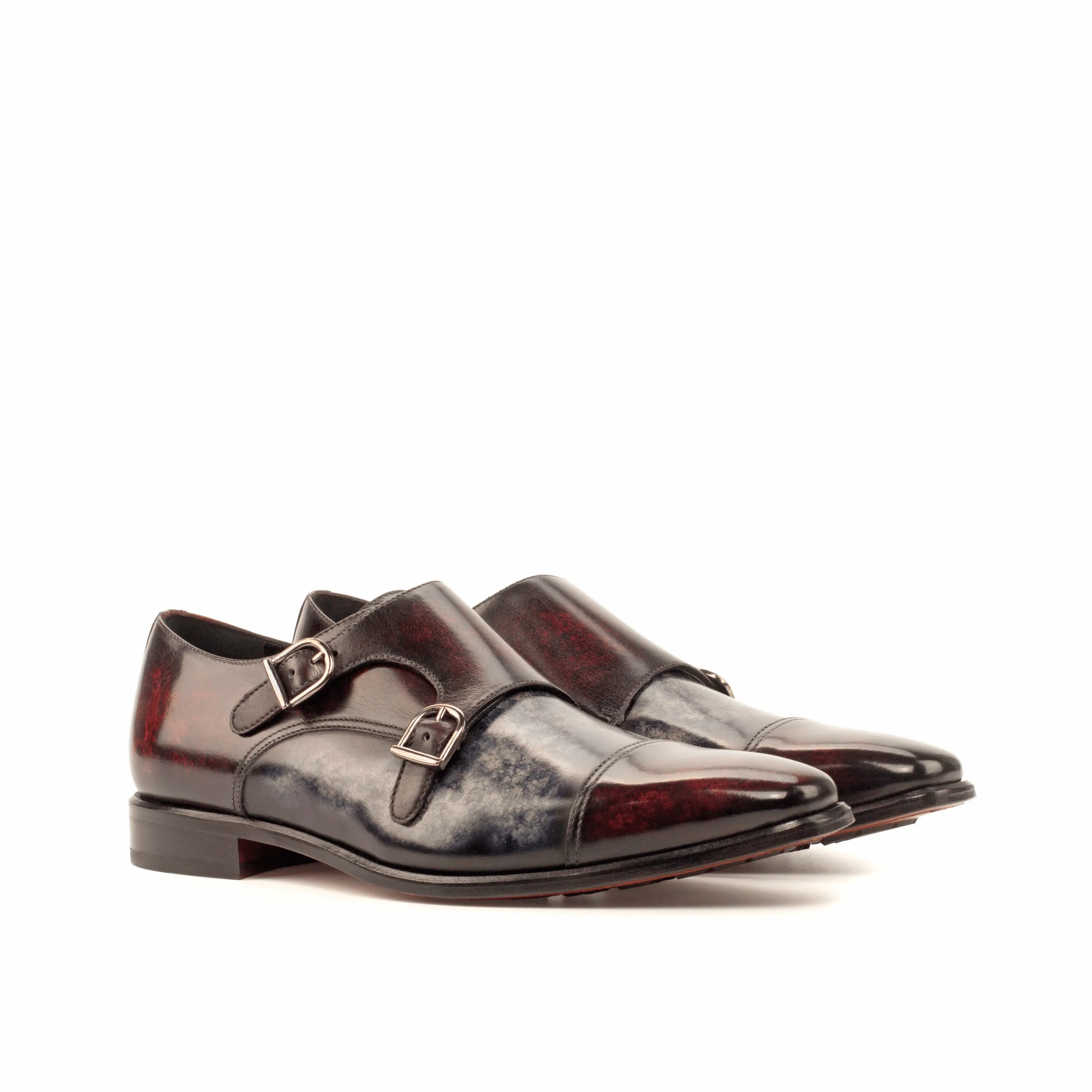 ATL Double Monk Patina leather shoes with crust patina