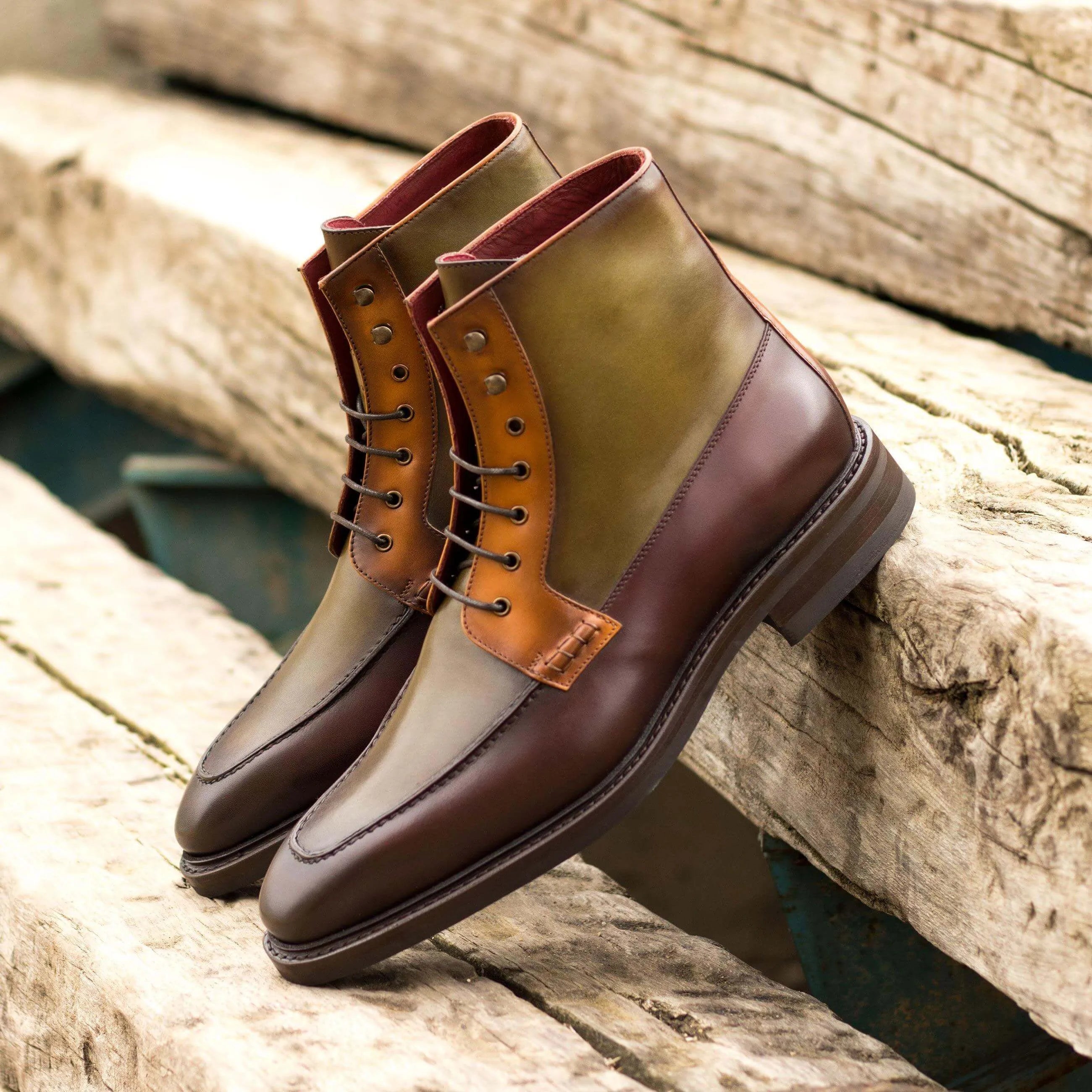 Two-toned leather lace-up Birmingham Moc Boots II