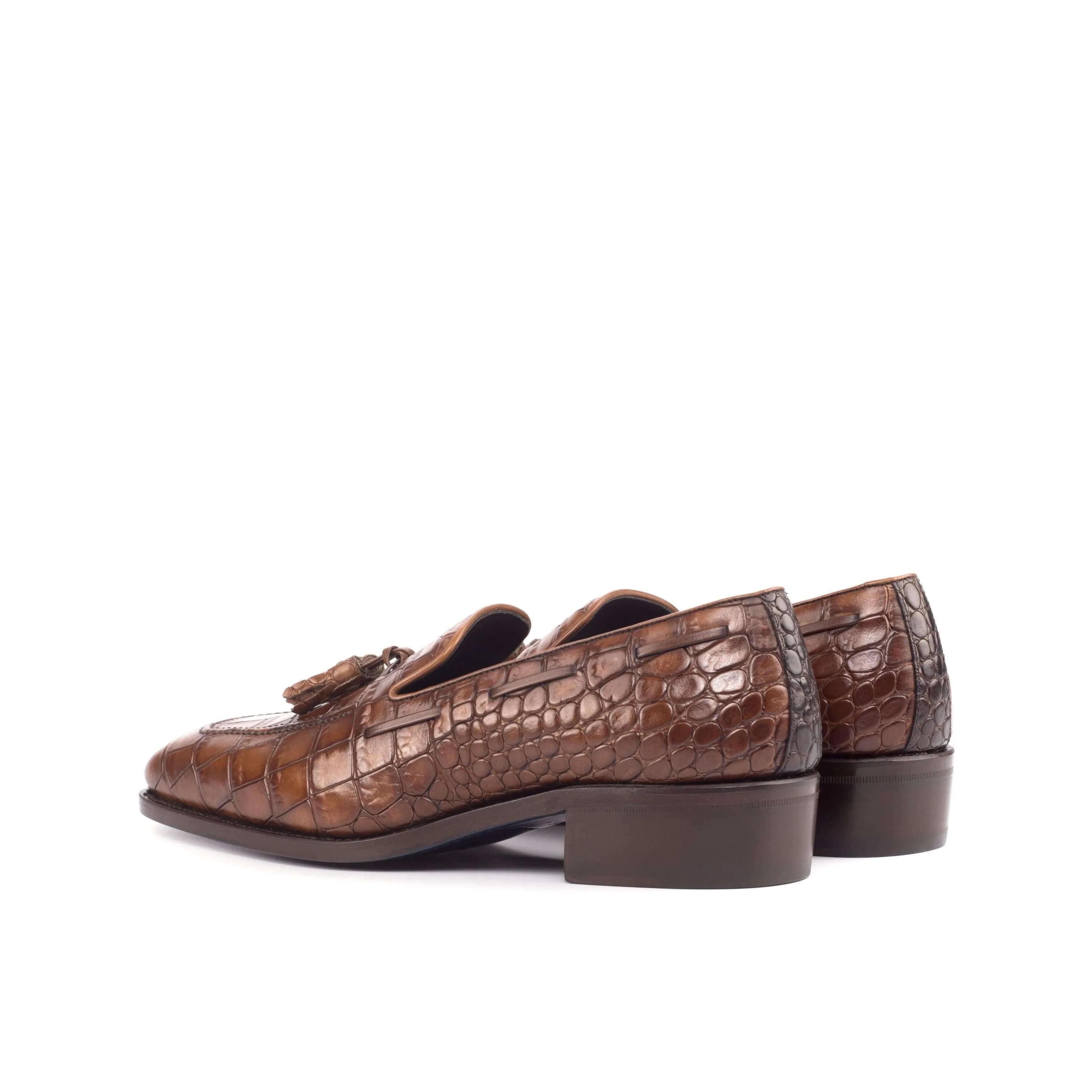 Brown painted croco Bruno Croco Loafers II with chisel toe