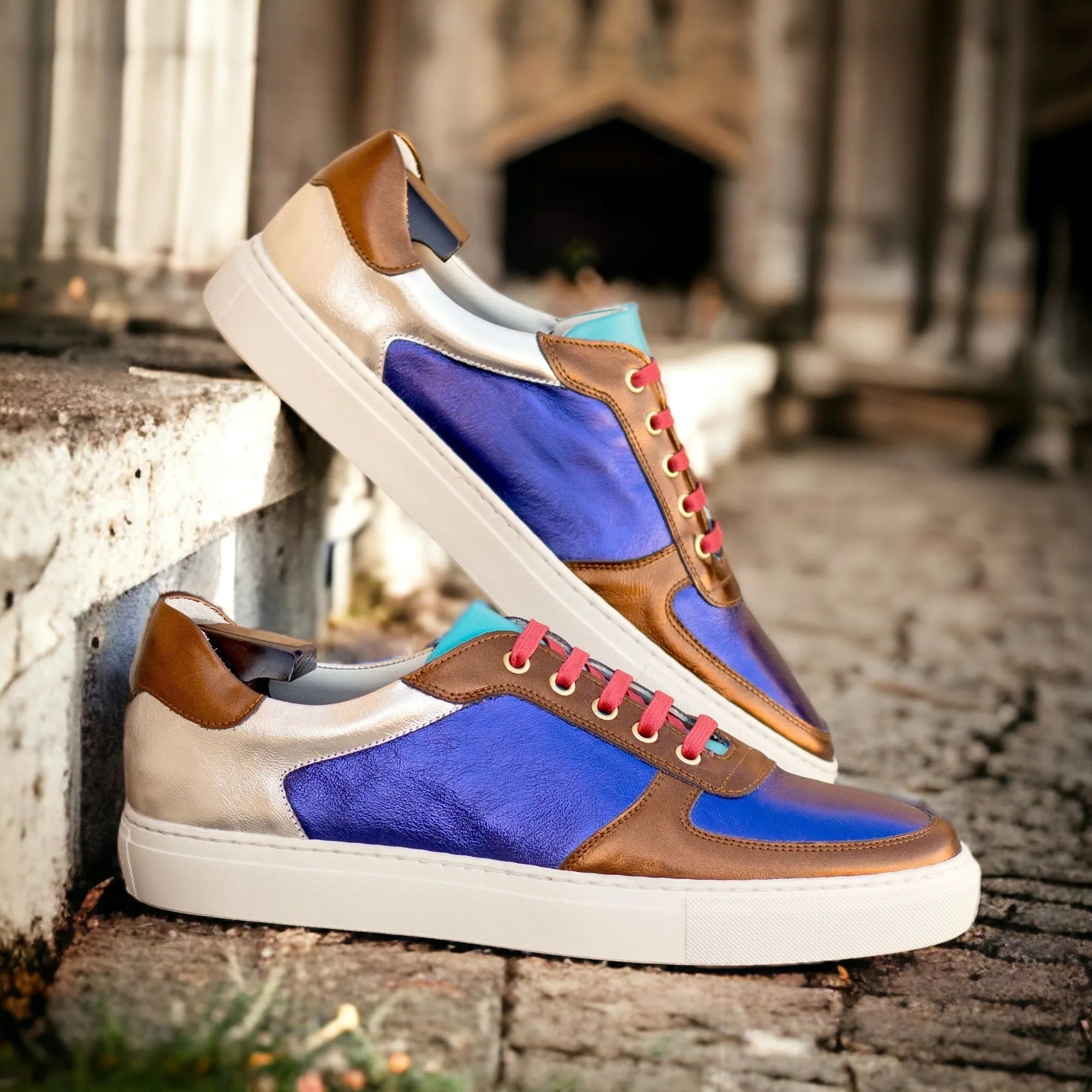 Carbon Low Top Sneaker II with stylish metallic Italian leather color blocks
