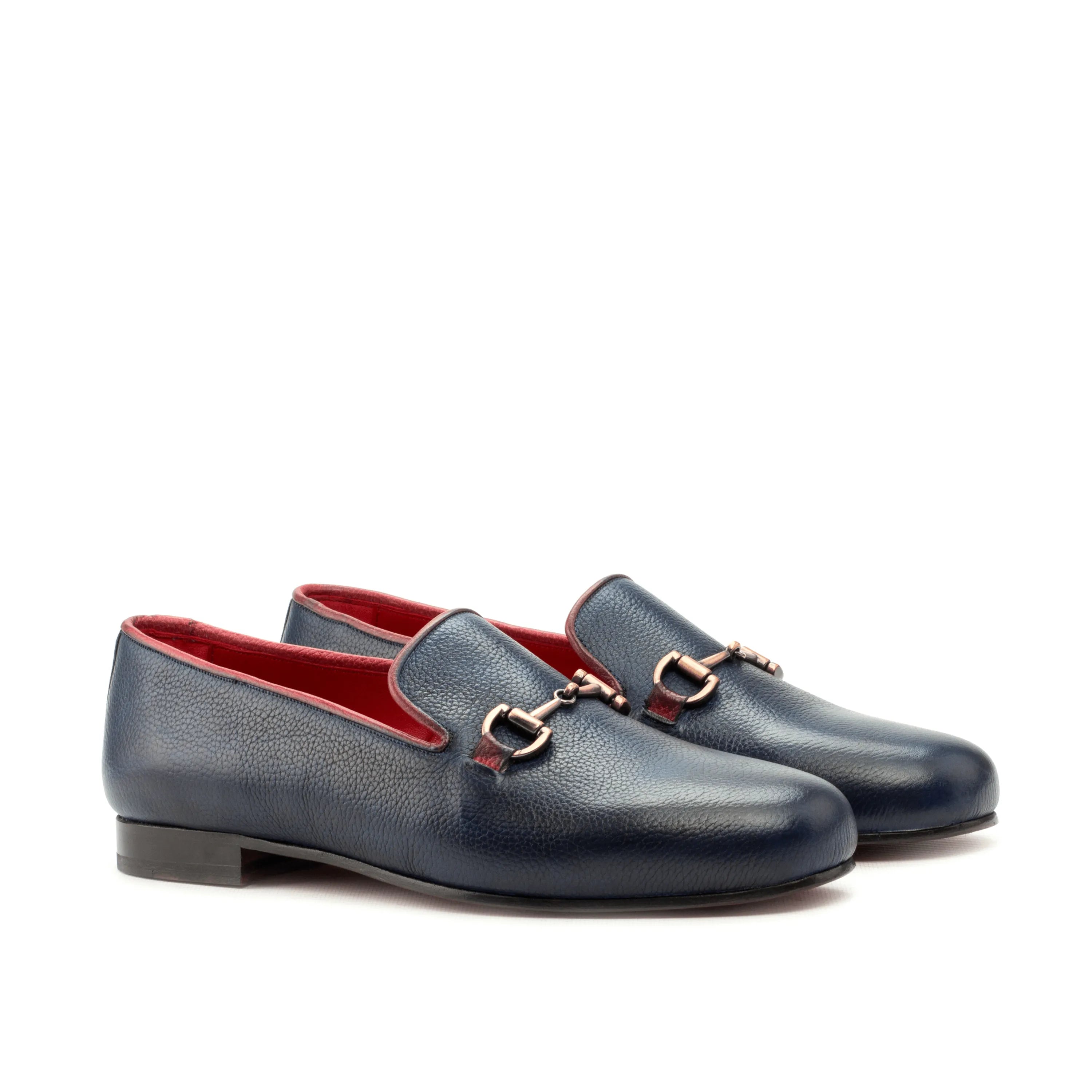 Pair of navy leather Dios Wellington slip on II loafers