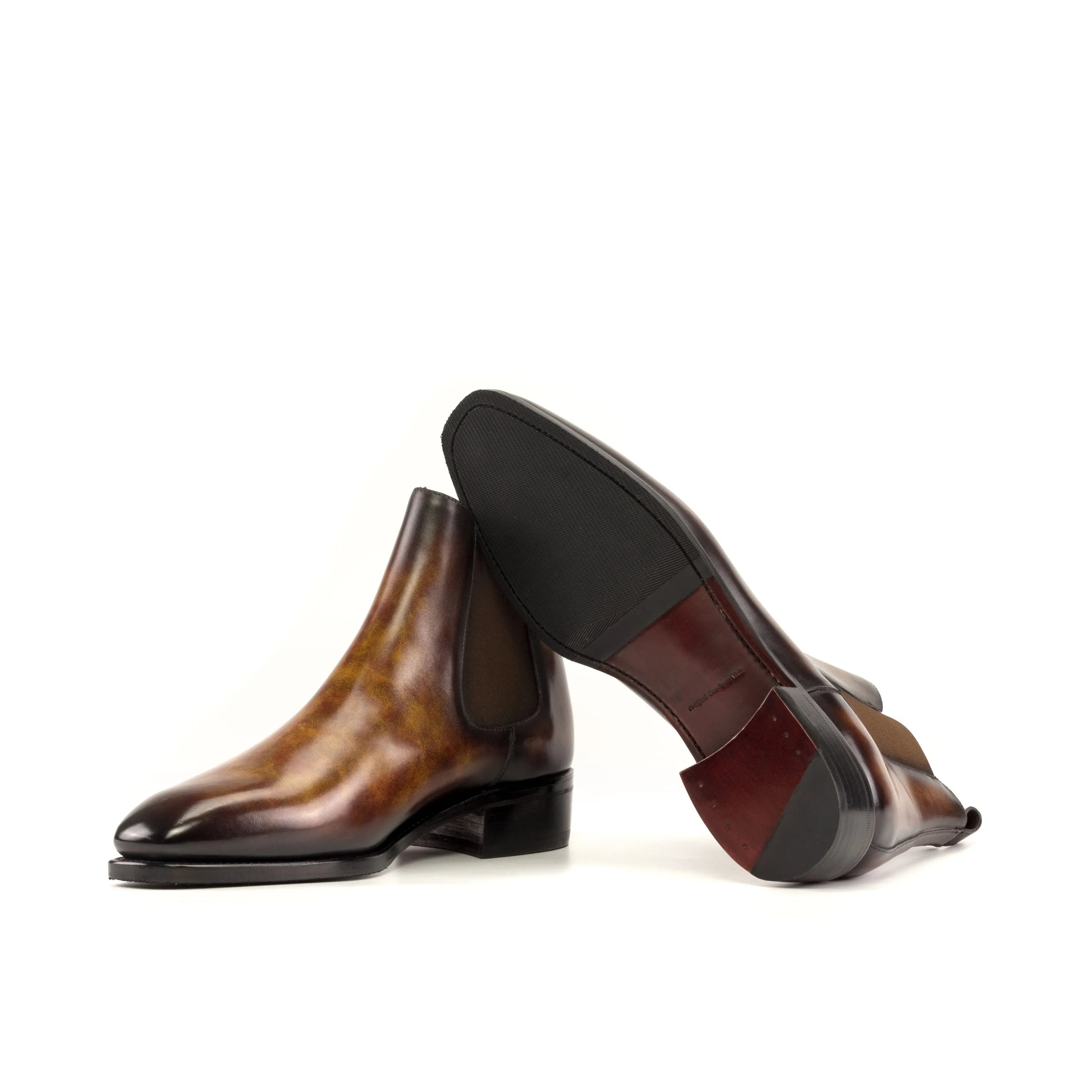 Francesco Patina Chelsea boots in brown leather