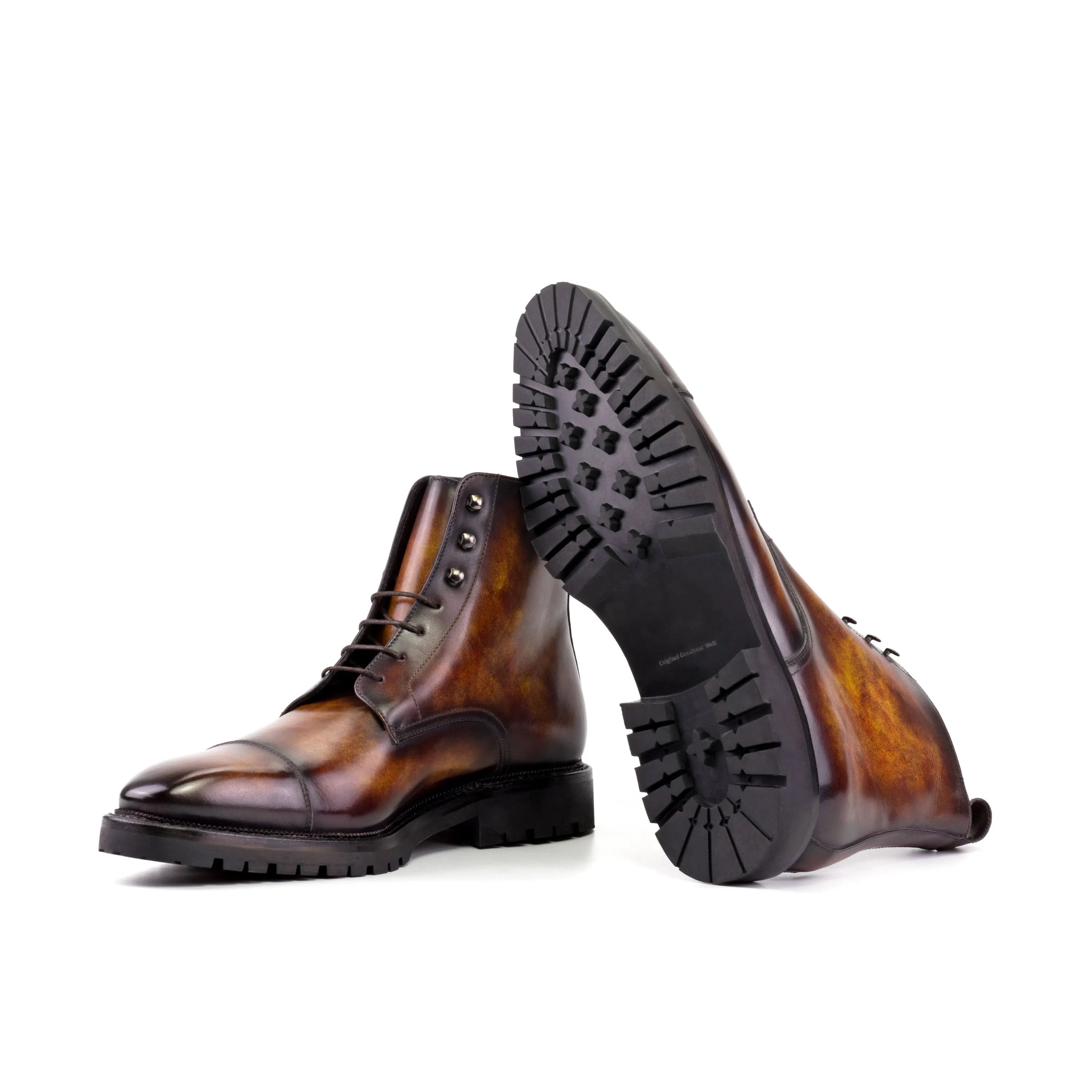 Frankoz Patina Jumper Boots with leather cap-toe detail