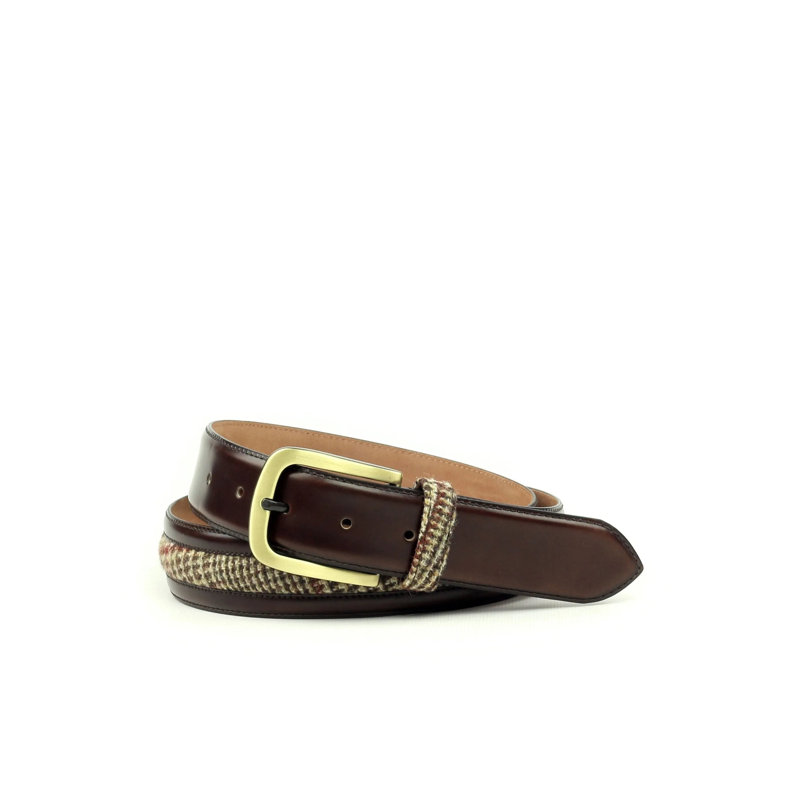 Gano Venice belt in brown leather and tweed