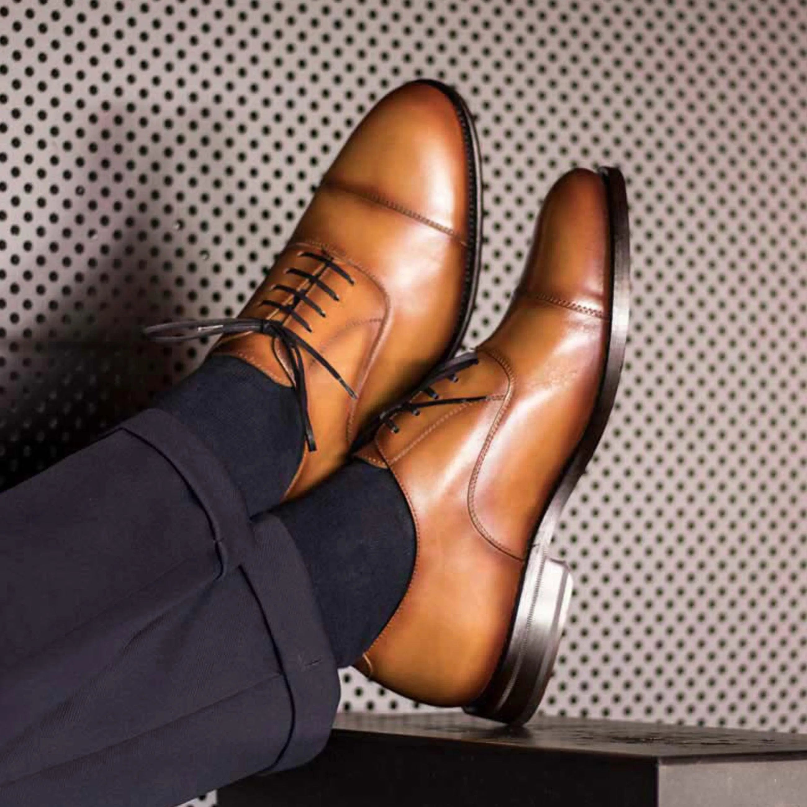 Georgy Oxford shoes: brown leather dress shoes in fast lane style