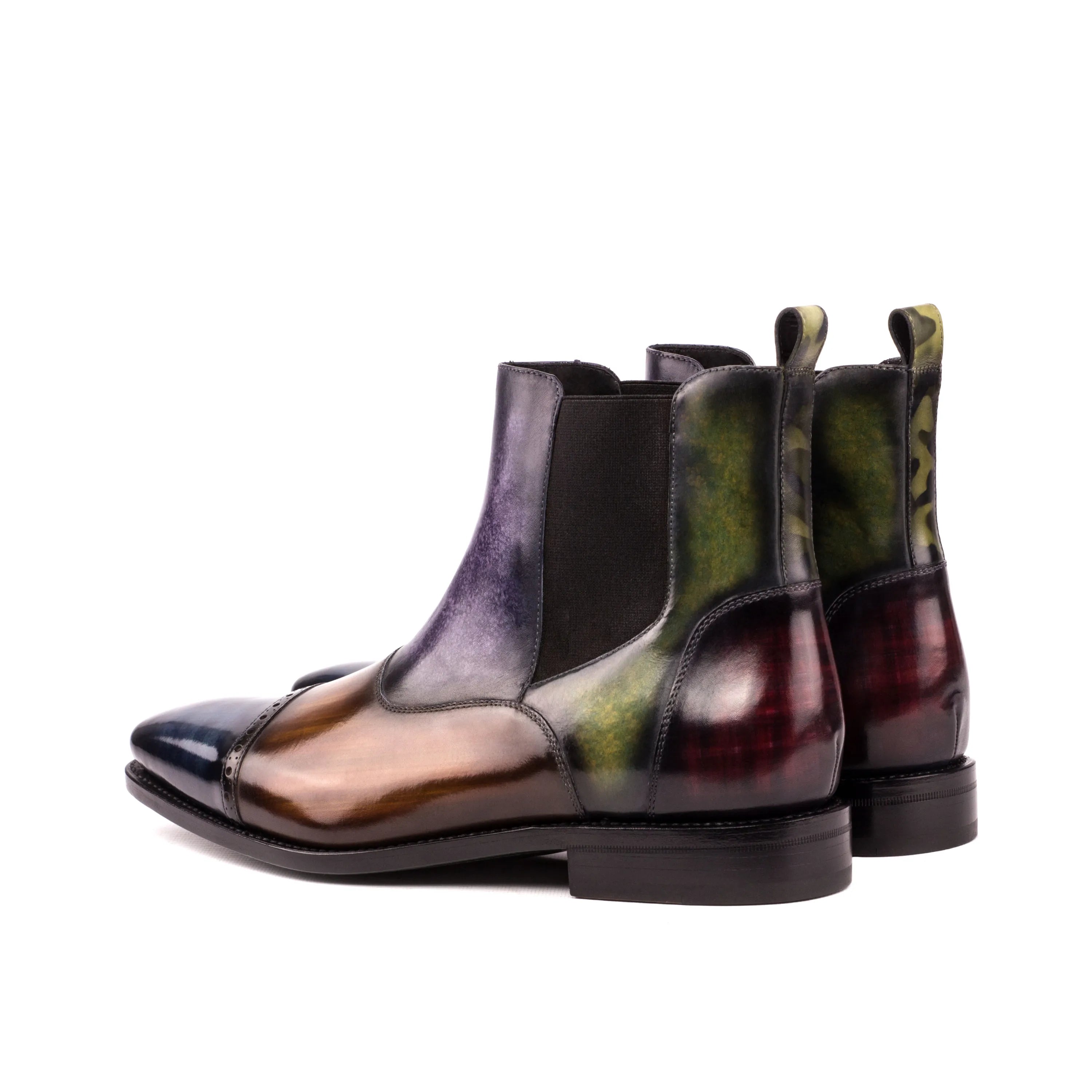 Glaucia Chelsea boots with two-toned crust patina leather