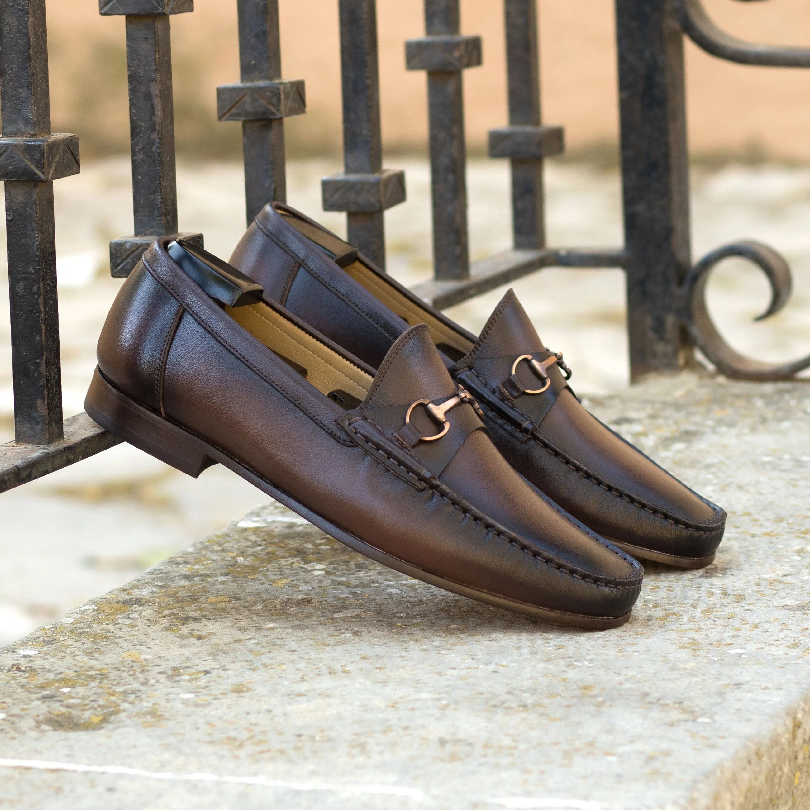 Pair of brown leather Hailin Moccasin II loafers