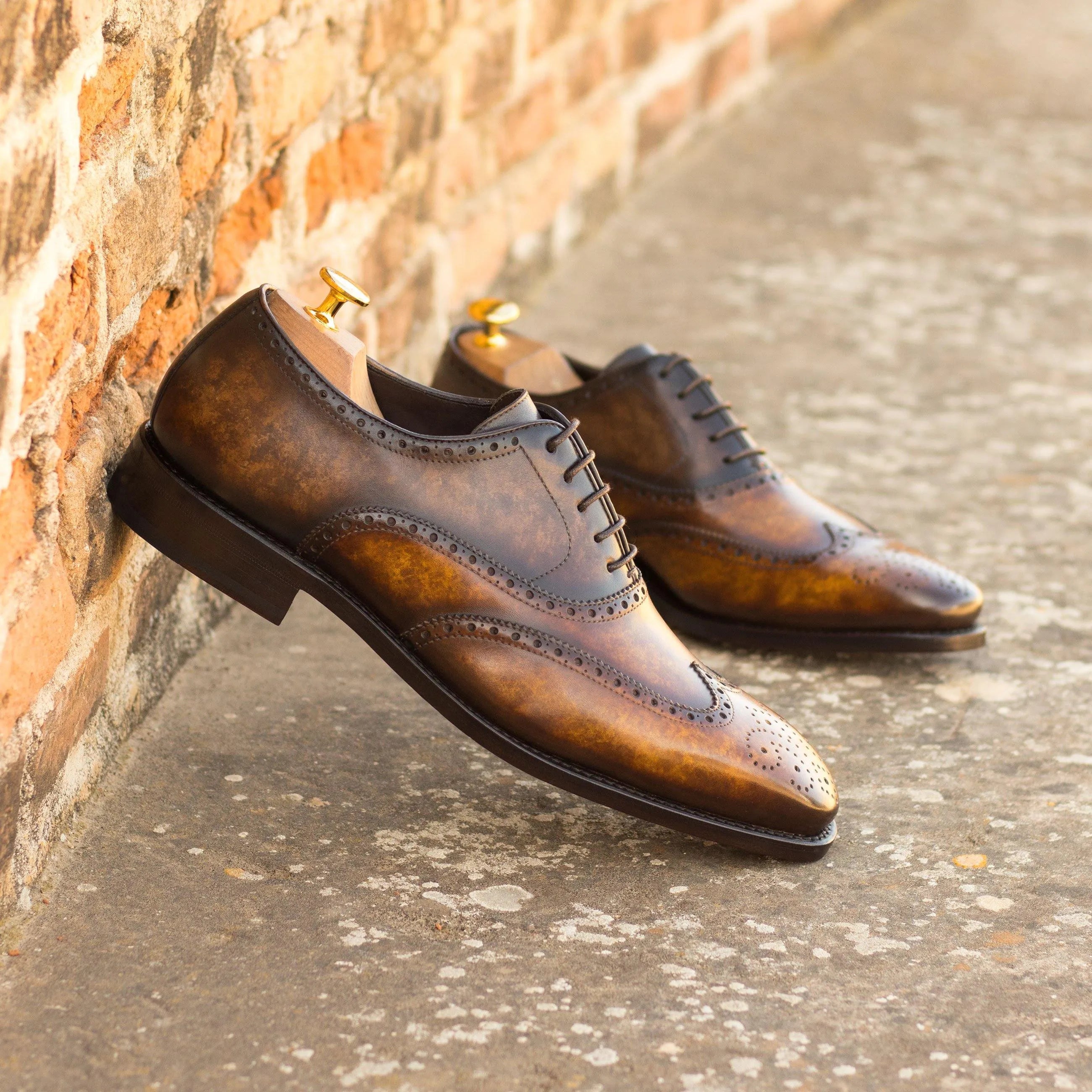 Luie Patina full brogue brown leather wingtip dress shoes