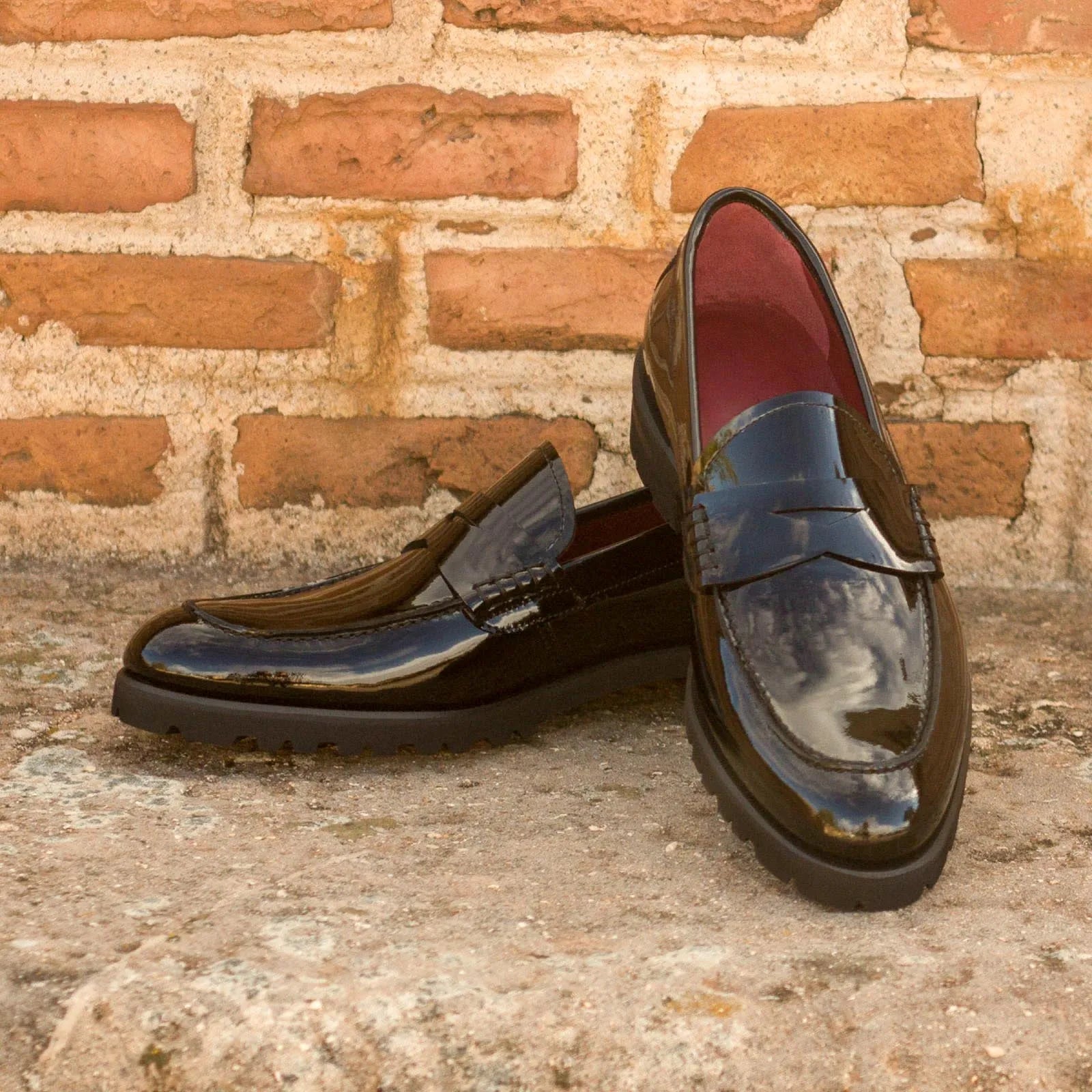 Shiny black penny loafers from Marina Ladies Loafers