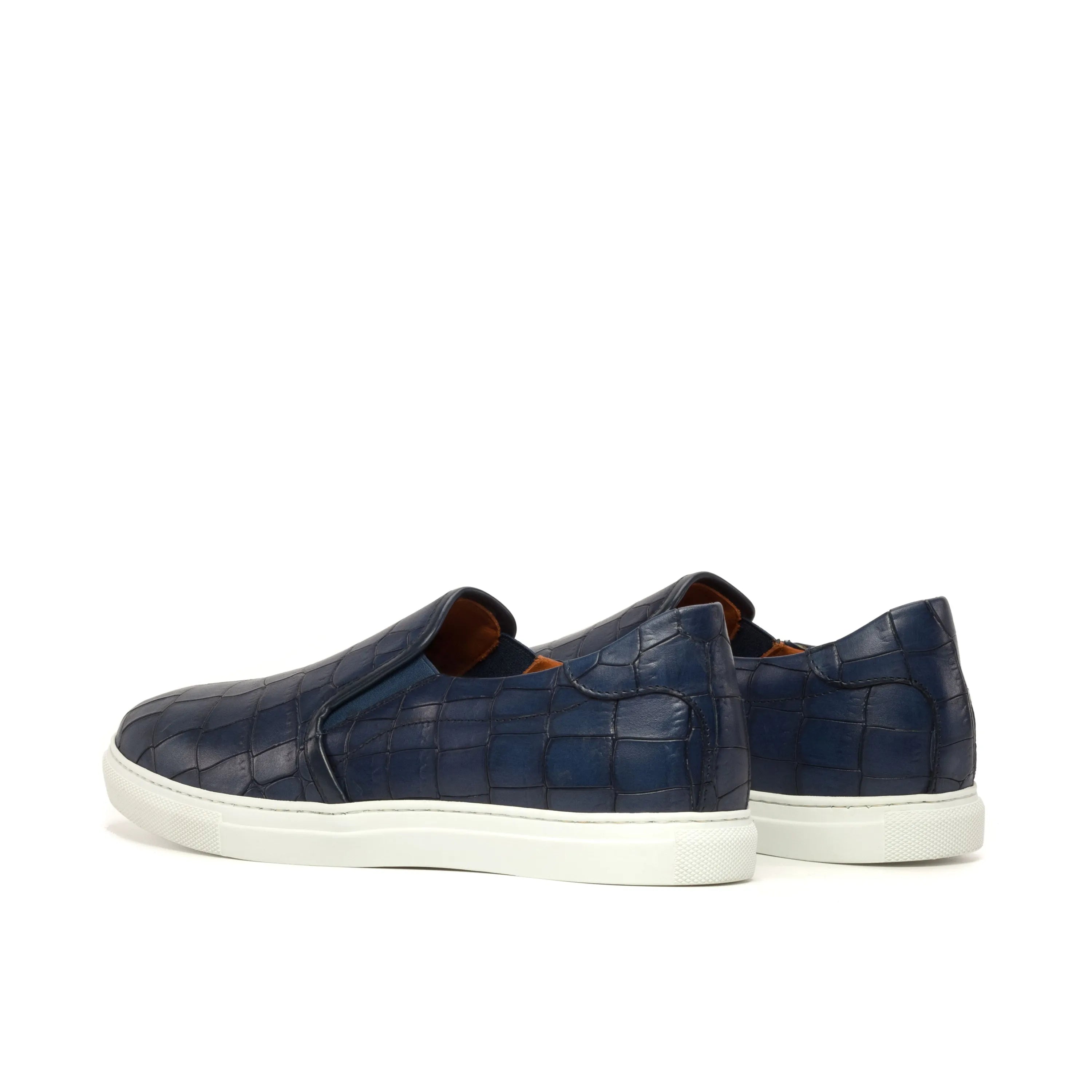 Marlos slip luxury bespoke blue leather slip-on shoes for men