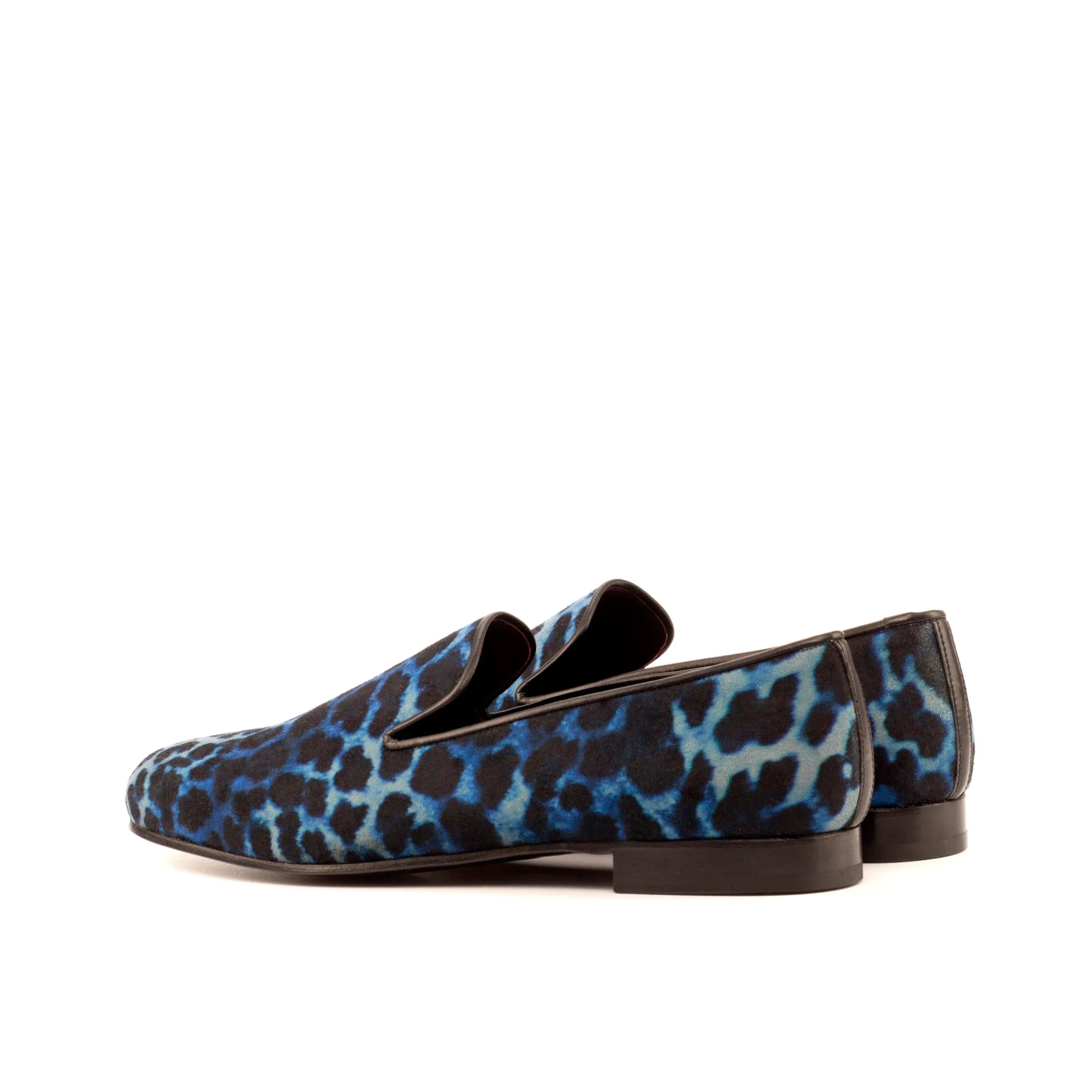 Blue leopard print Monaz Wellington slip on loafers