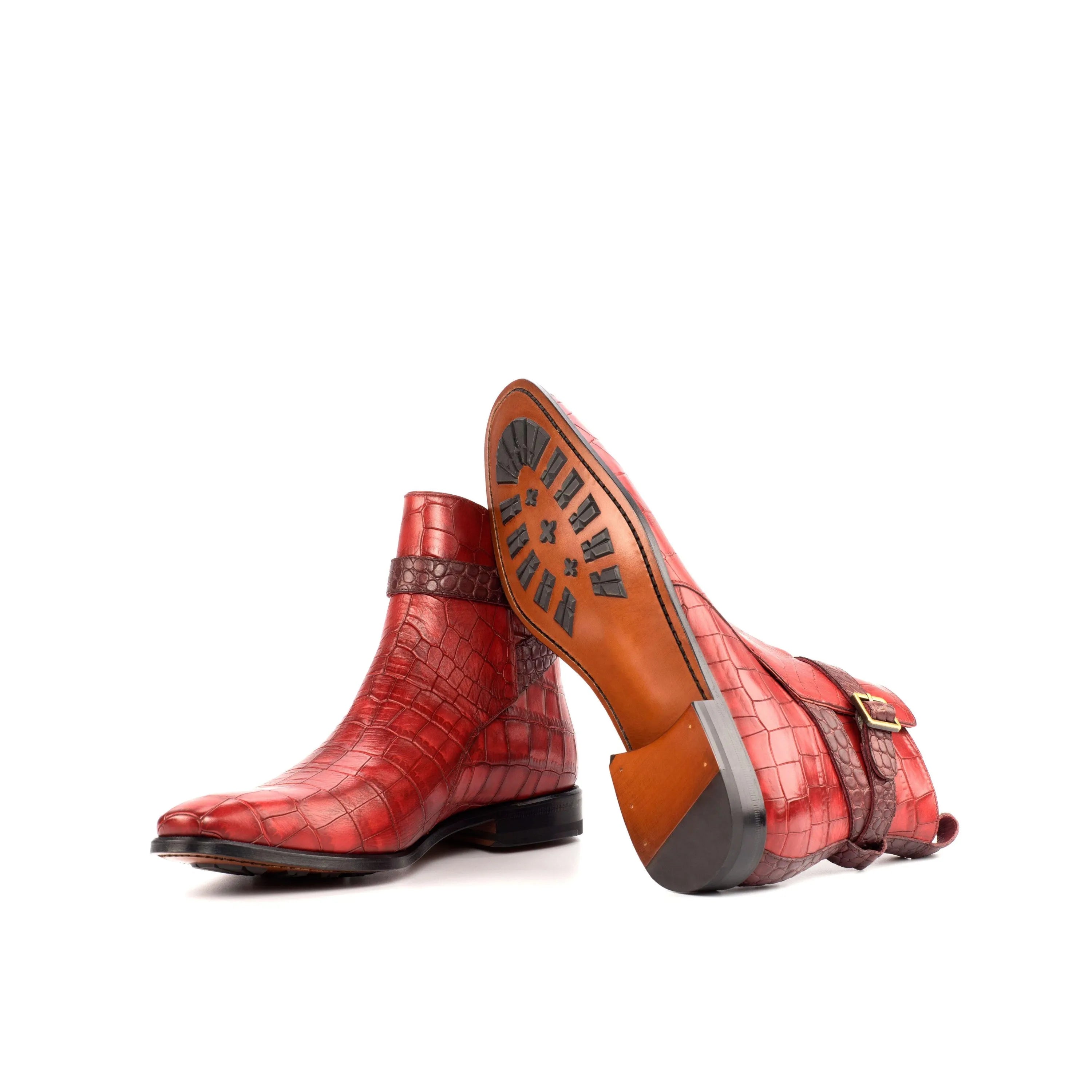 Red Monday Croc Jodhpur croc-patterned leather ankle boots