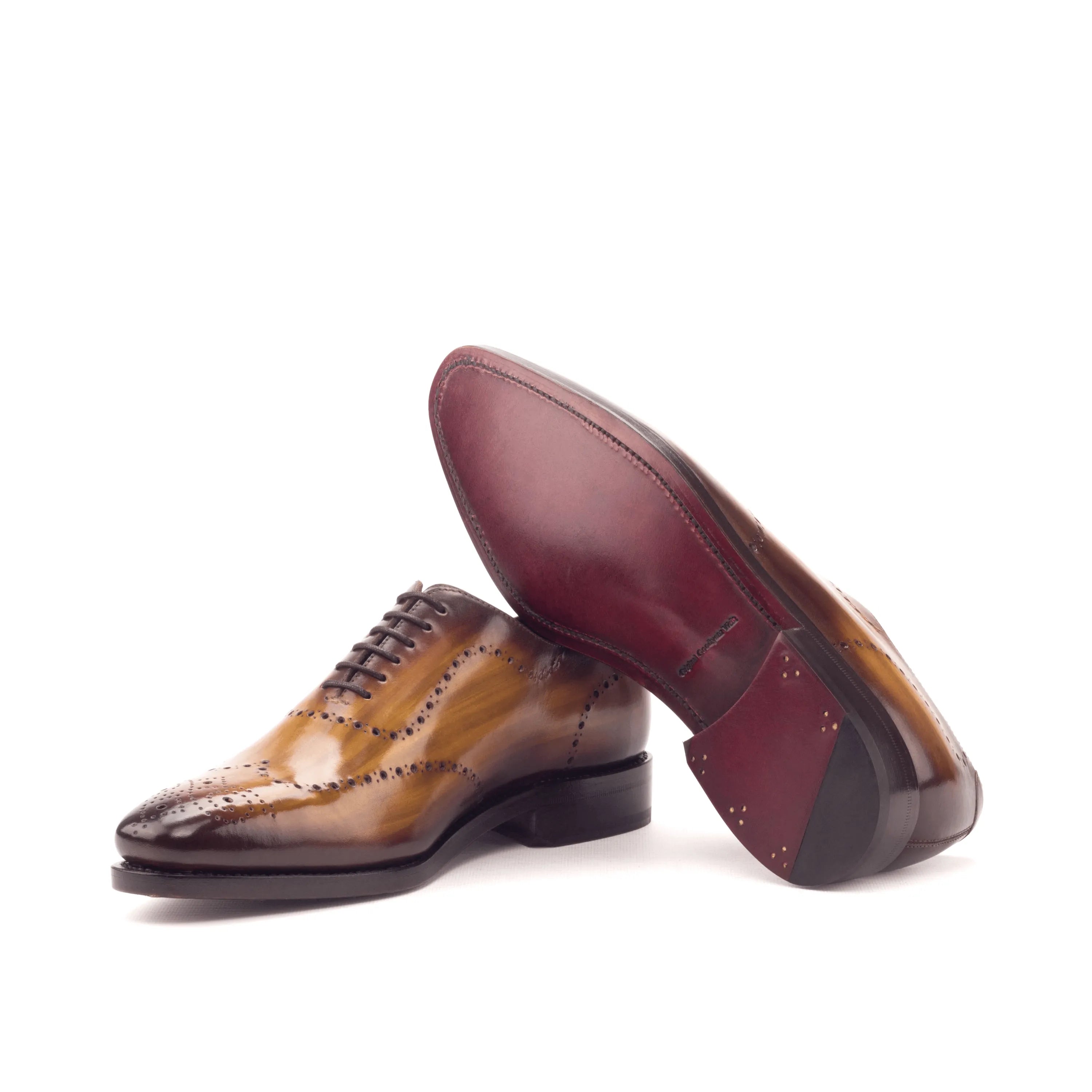 Roselli whole cut patina II brown leather dress shoes