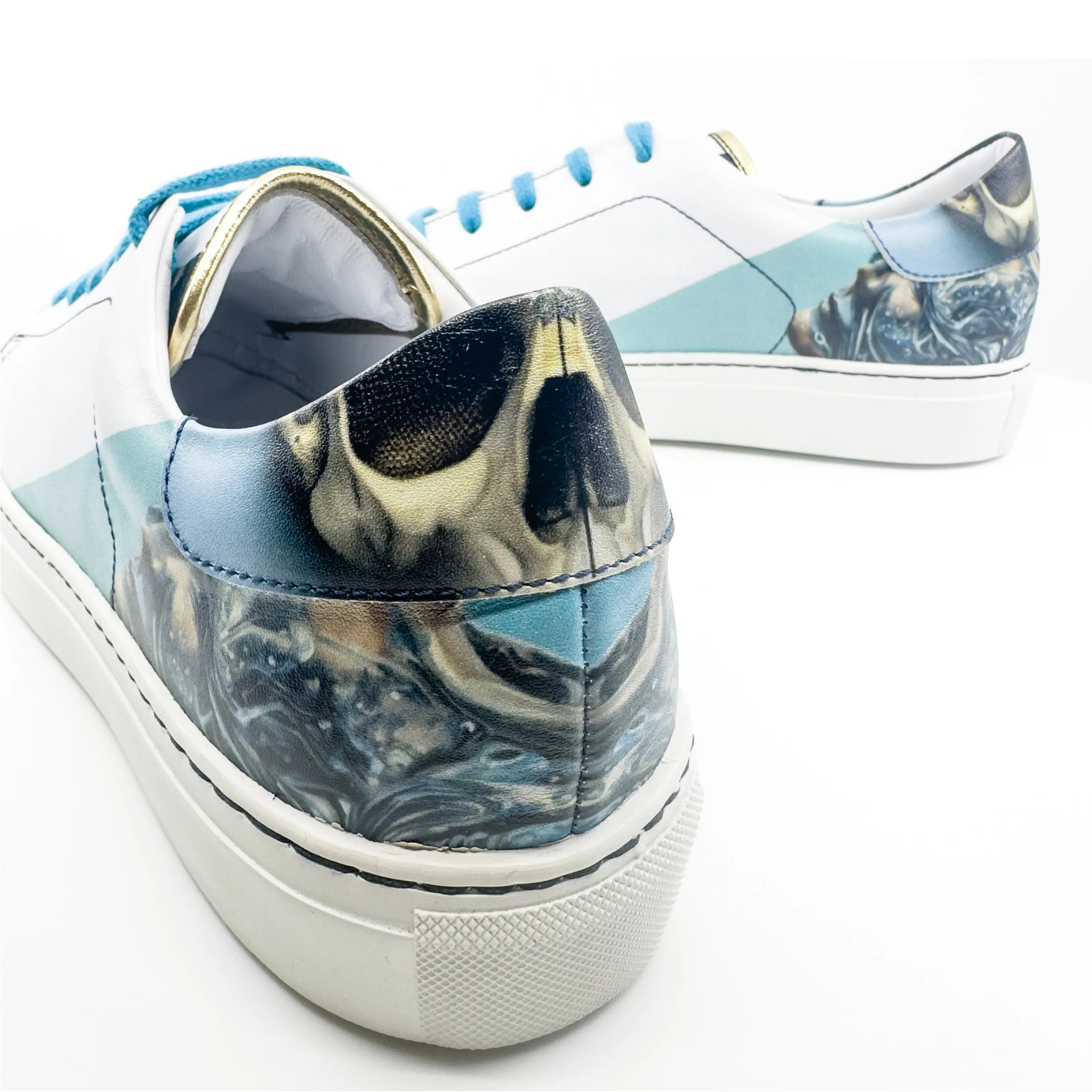Back view of Sentinal Trainer Sneaker II with skull print