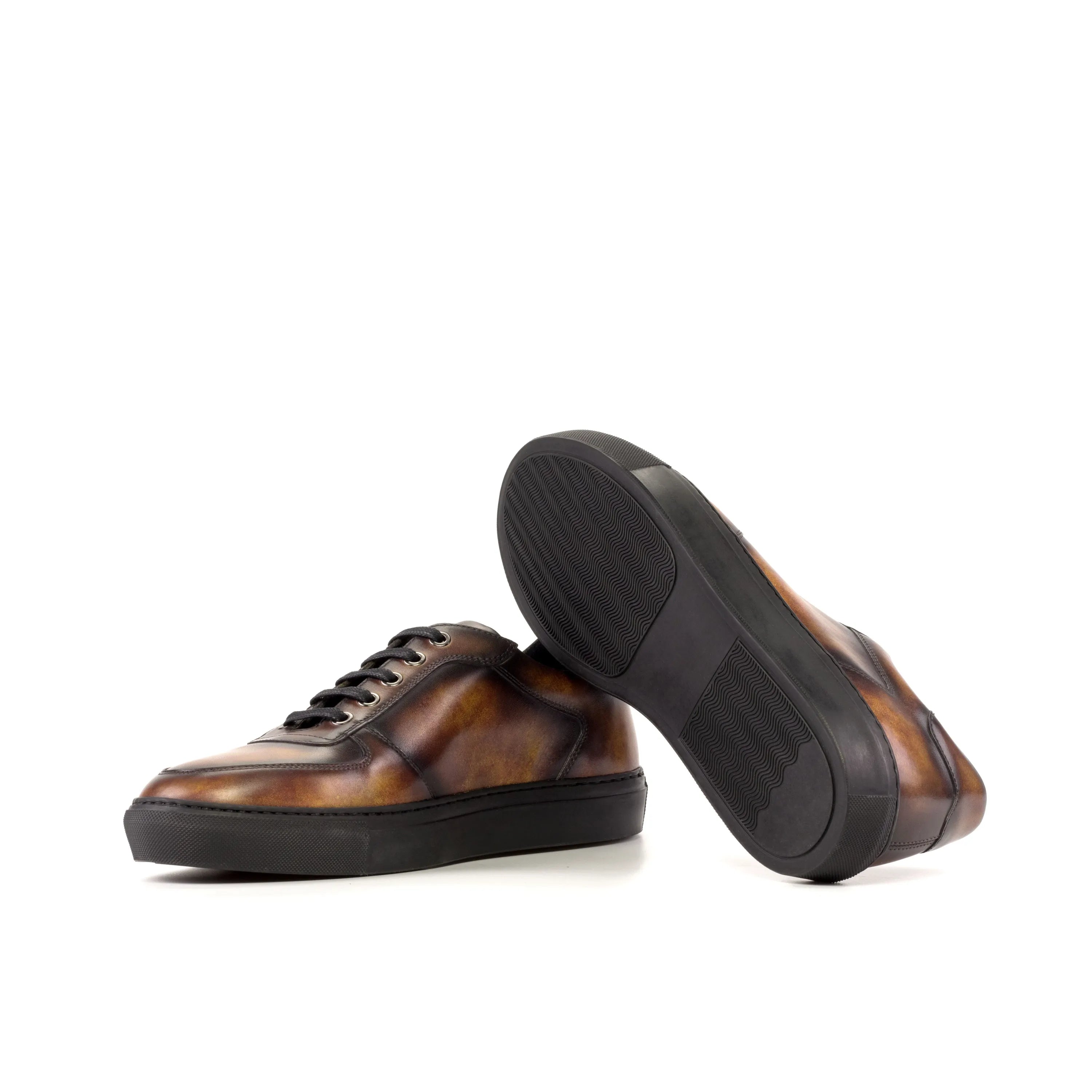 Talsa Patina Low Top Sneaker II in brown leather with black soles