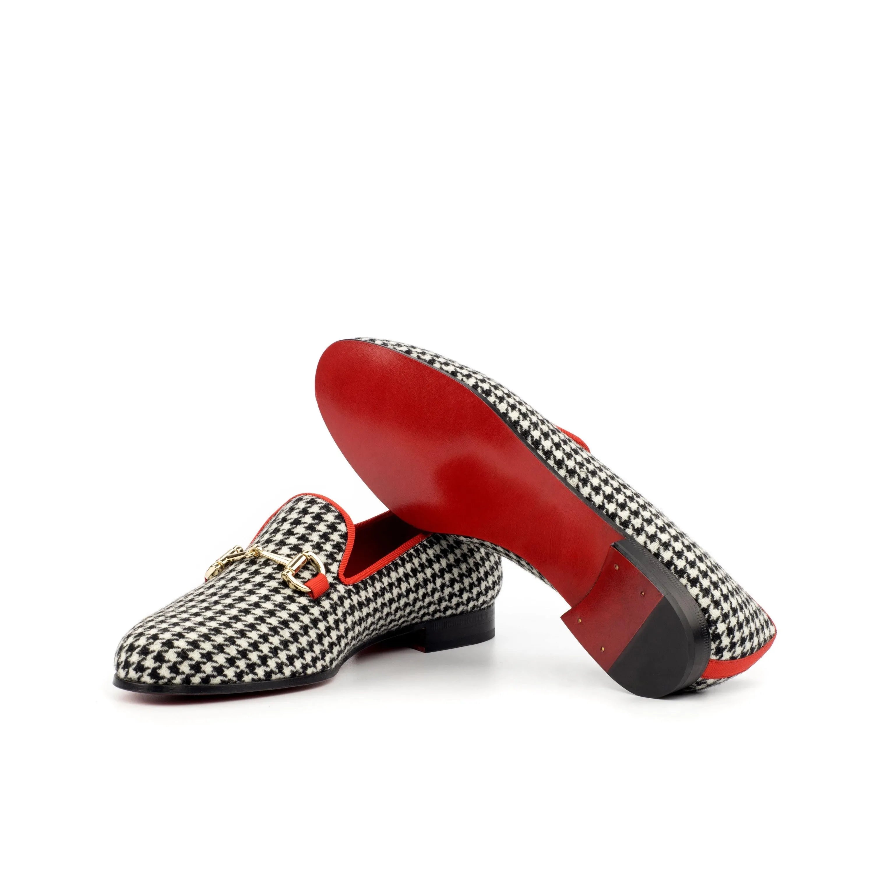 Vogue Audrey Slipper II houndstooth loafers with red soles